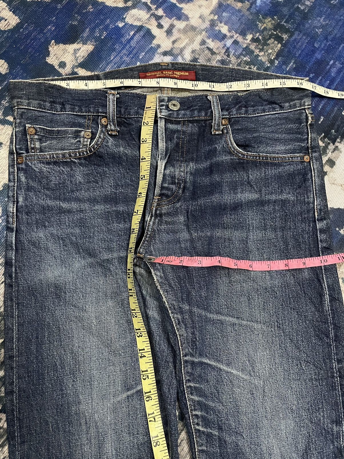 Uniqlo Y2k Japanese UNIQLO selvedge Denim Skinny Fit Straight Jeans Size US 33 - 17 Thumbnail