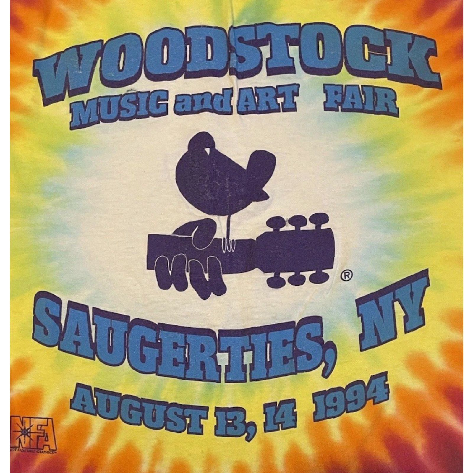 Vintage VINTAGE Woodstock 94 Faded Distress Tie Dye Shirt M Concert Hippie Grunge 90s Mens T-Shirt Blue Size US M / EU 48-50 / 2 - 4 Thumbnail