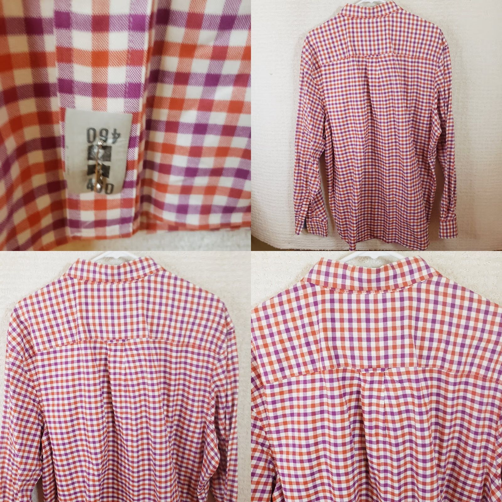 Vintage SADDLEBRED Mens XL Orange Purple Check LS Button Down Shirt Clemson Tigers Size US XL / EU 56 / 4 - 8 Thumbnail