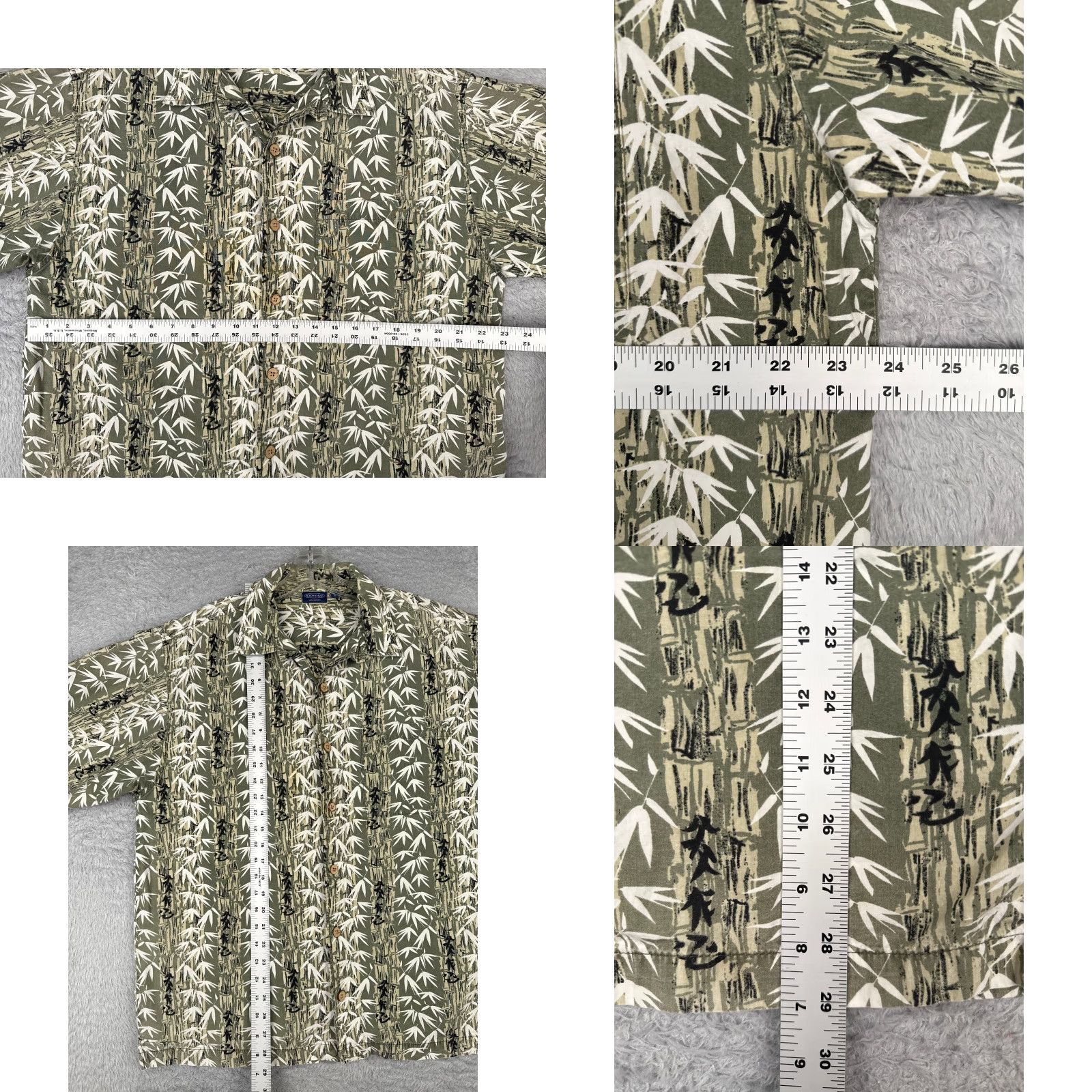 Sideout Sideout Shirt Mens Large Green White Bamboo Tree Leaf Rayon Blend Hawaiian Size US L / EU 52-54 / 3 - 8 Thumbnail