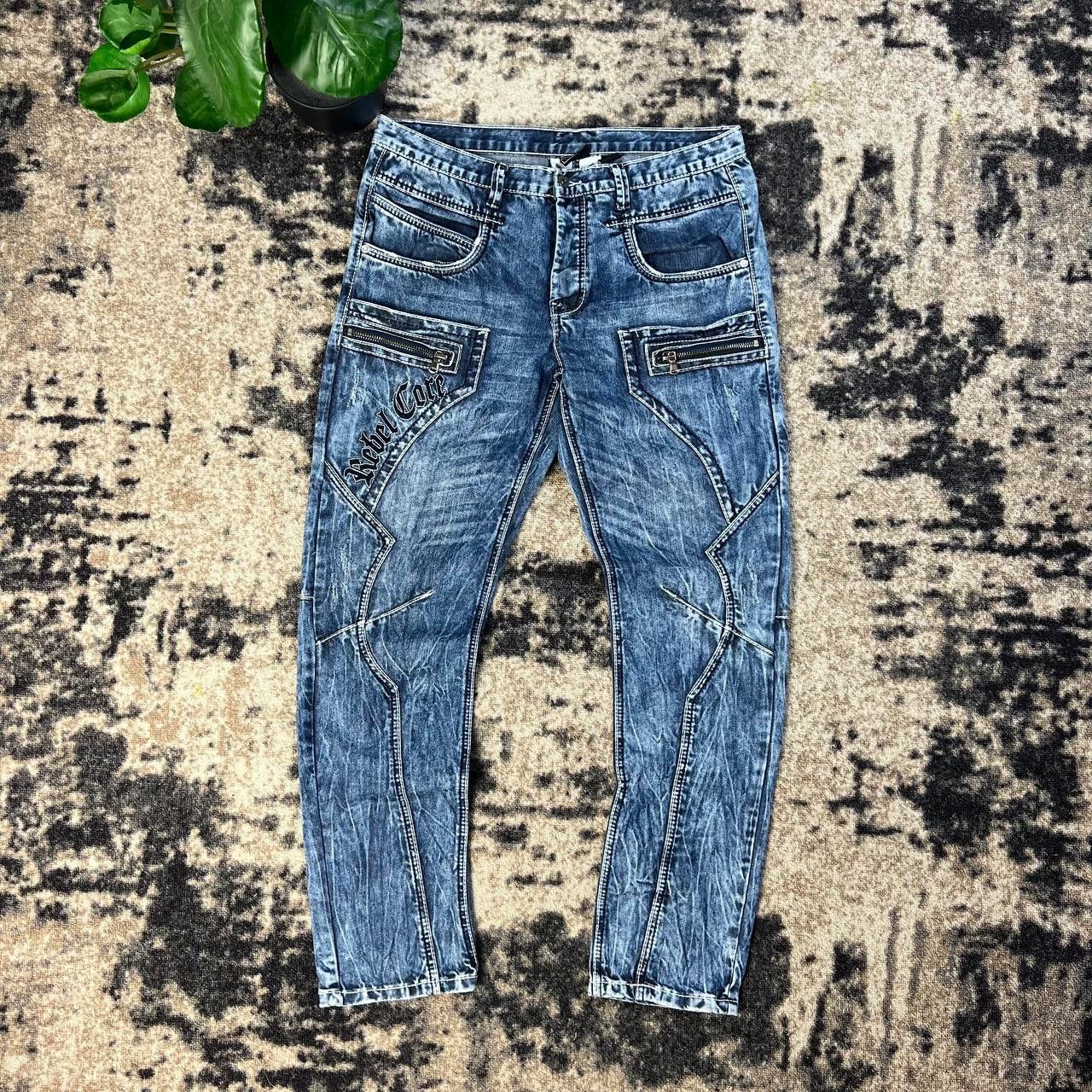 Japanese Brand Avant Garde Y2K Style Blue Washed Denim Jeans Size US 36 / EU 52 - 2 Thumbnail
