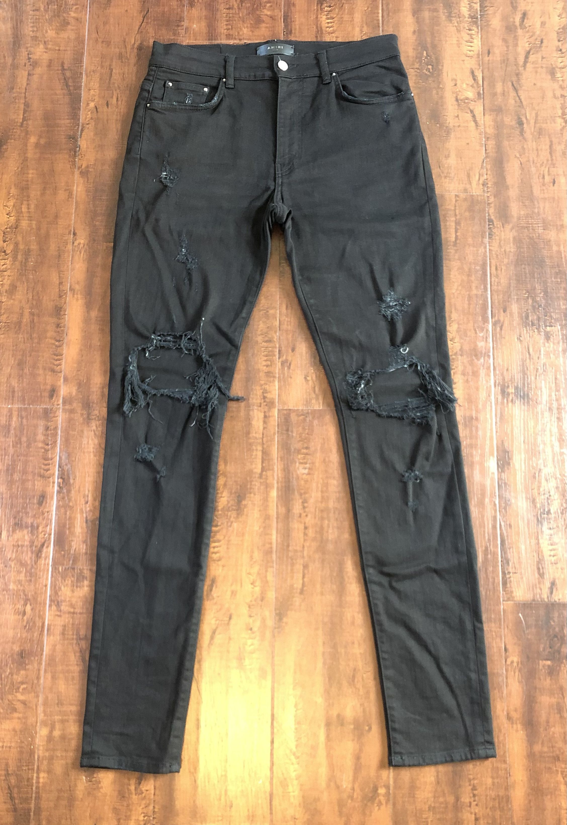 Amiri Amiri Distressed Thrasher Ripped Knees Skinny Jeans & Zipper Size US 33 - 10 Thumbnail