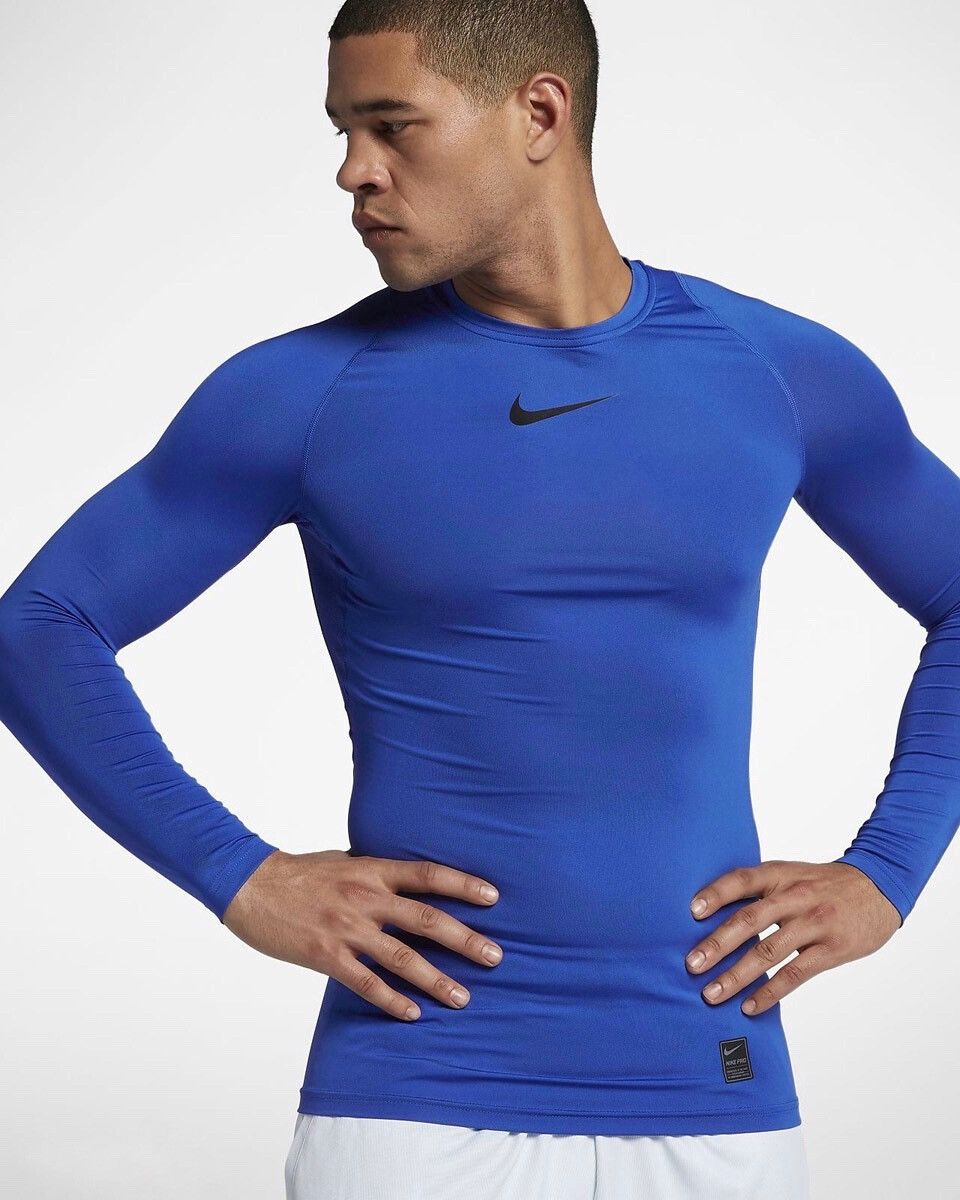 Nike Nike Pro Cool Compression Mens Long Sleeve Top Blue Dri-Fit Size US L / EU 52-54 / 3 - 1 Thumbnail