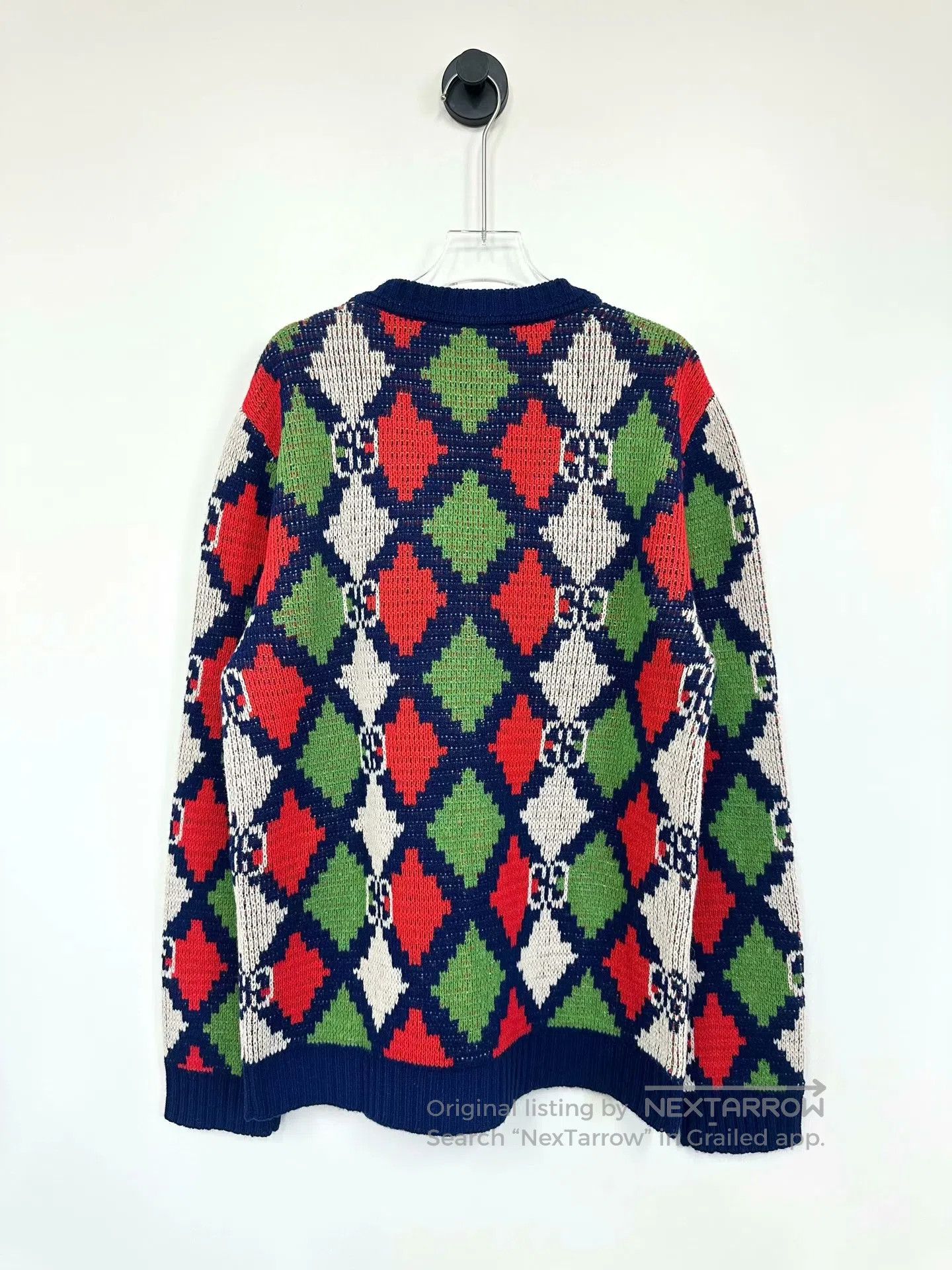 Gucci Guicci Color Blocked Red and Green Logo Printed Wool Knit Size US M / EU 48-50 / 2 - 2 Thumbnail