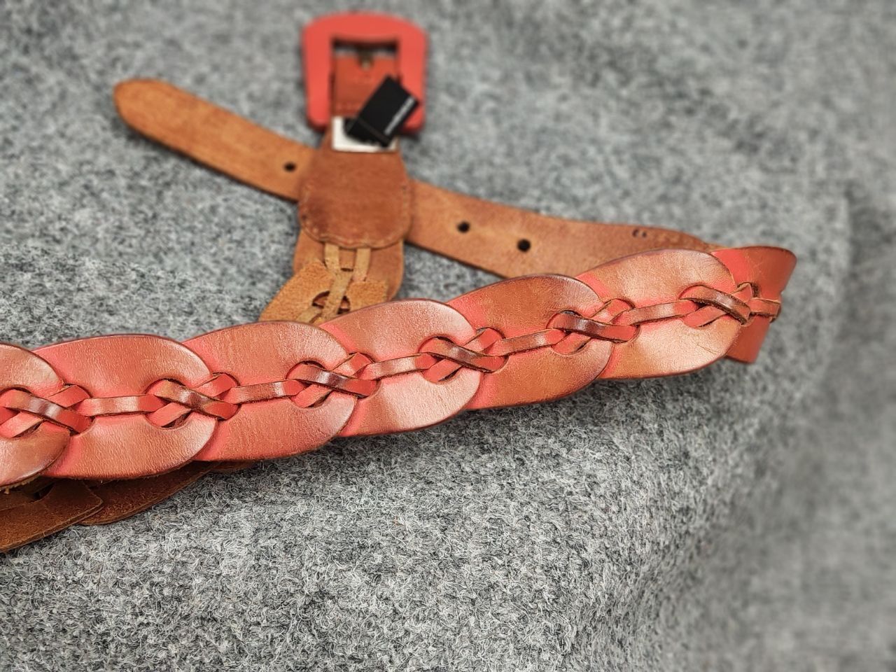 Diesel Vintage Diesel Brown Leather Braided Orange belt Y2K Style Size ONE SIZE - 8 Thumbnail