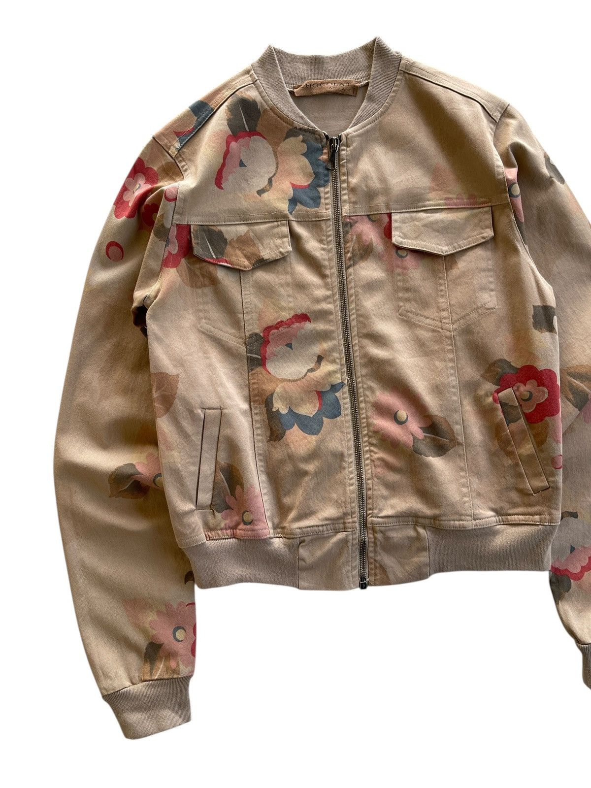 Vintage Italian Chocolat Floral Cropped Bomber Jacket Size S / US 4 / IT 40 - 4 Thumbnail