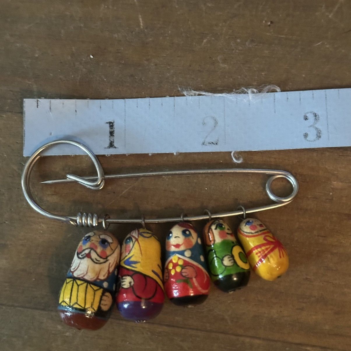 Vintage Vintage hand painted Russian nesting doll safety pin brooch Size ONE SIZE - 2 Thumbnail