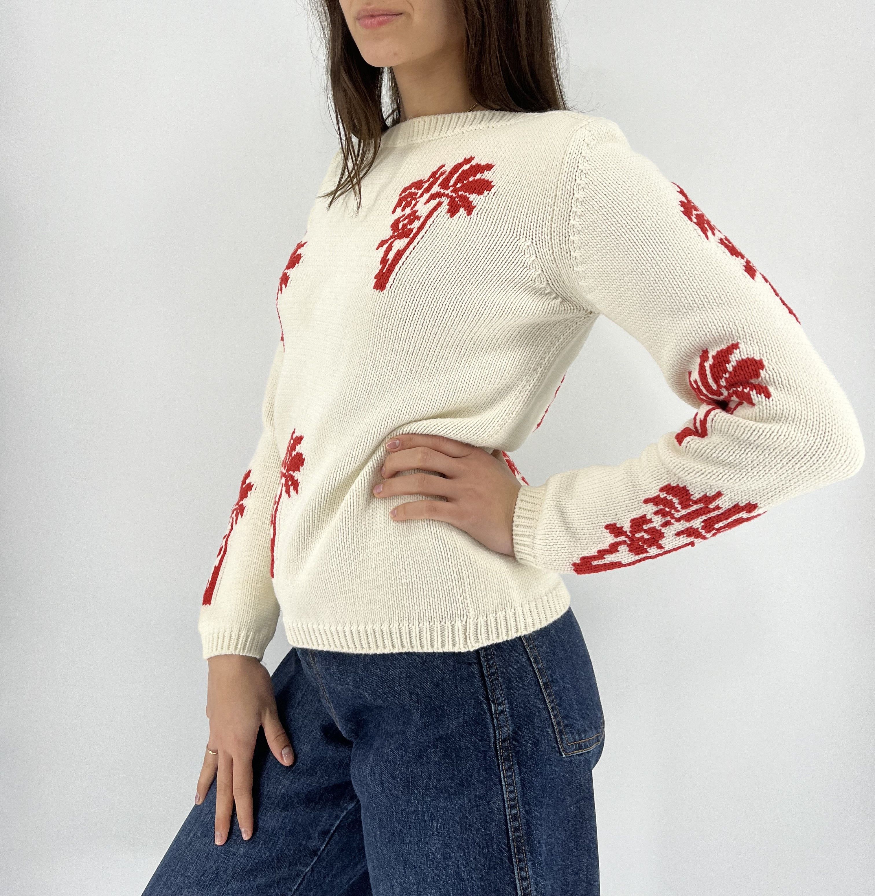 Max Mara × Vintage Vintage Max Mara Women's Weekend Palm Print Sweater Size M / US 6-8 / IT 42-44 - 3 Thumbnail