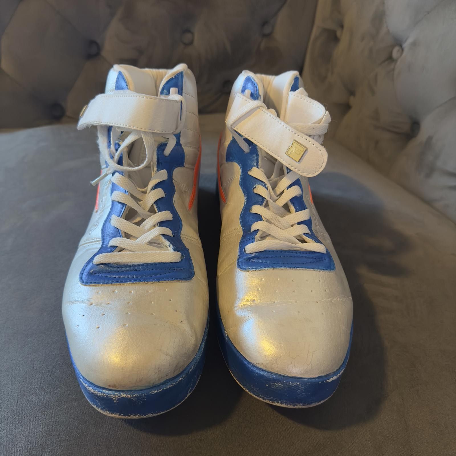 Fila Fila High-Top Sneakers - custom - White & Blue w/Orange Size US 13 / EU 46 - 2 Thumbnail