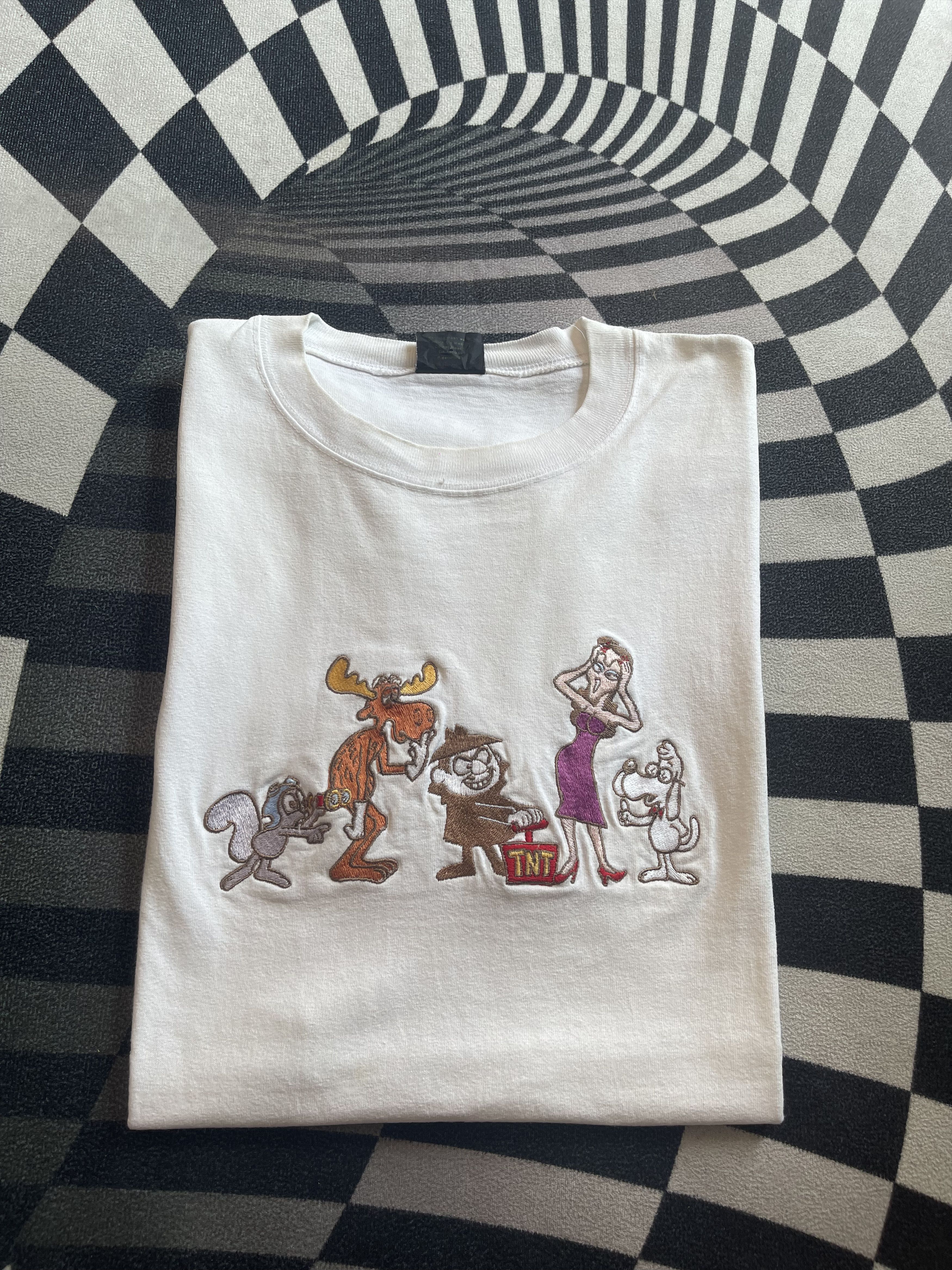 Vintage Vintage 90s Rocky and Bullwinkle Embroidered Changes T-Shirt Size US XL / EU 56 / 4 - 1 Thumbnail