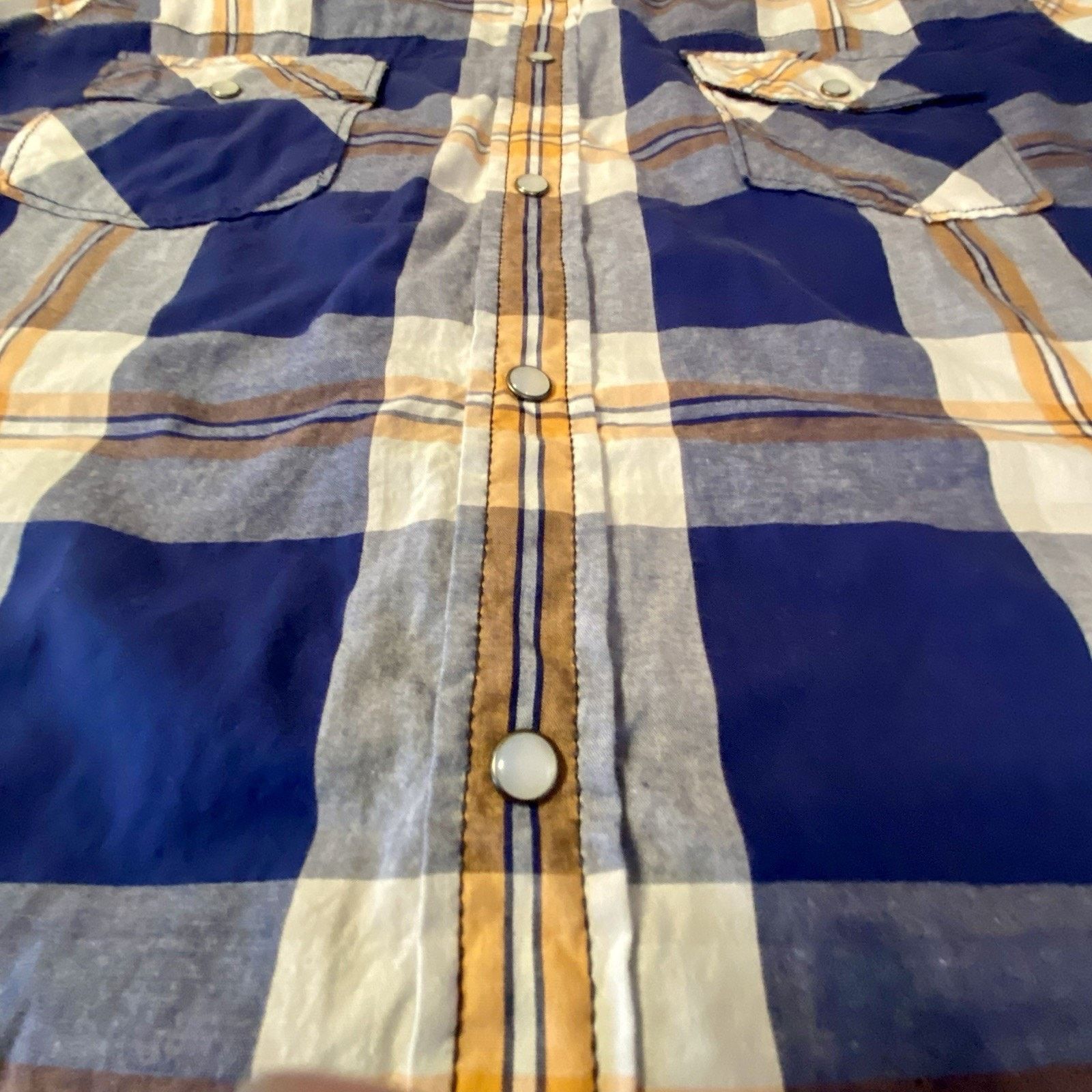 Urban Pipeline Men’s XL Shirt Blue Western blue plaid pearl snap Size US XL / EU 56 / 4 - 6 Thumbnail