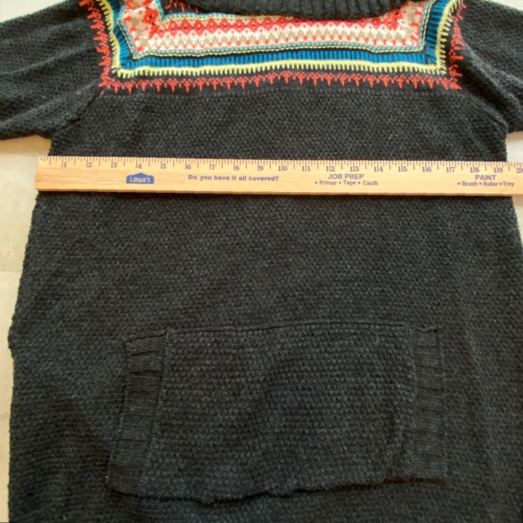 Vintage POOF Women's Fair Isle Cowl Neck Sweater Gray Small Regular Fit Pullover Size S / US 4 / IT 40 - 7 Thumbnail