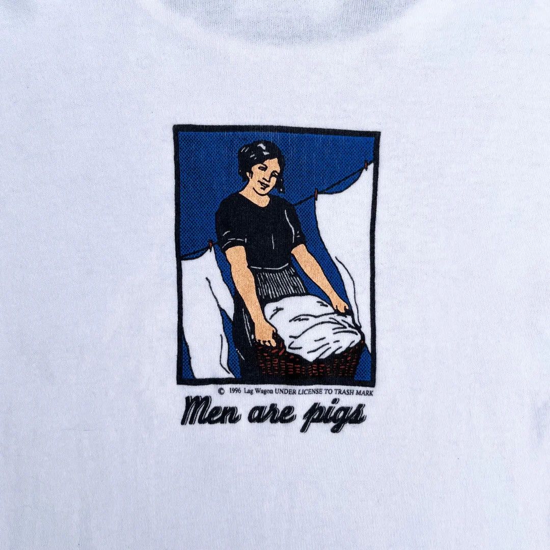 Band Tees × Vintage Lagwagon 1996 90s Vintage Men Are Pigs Band Girl Top T-Shirt Size M / US 6-8 / IT 42-44 - 3 Thumbnail
