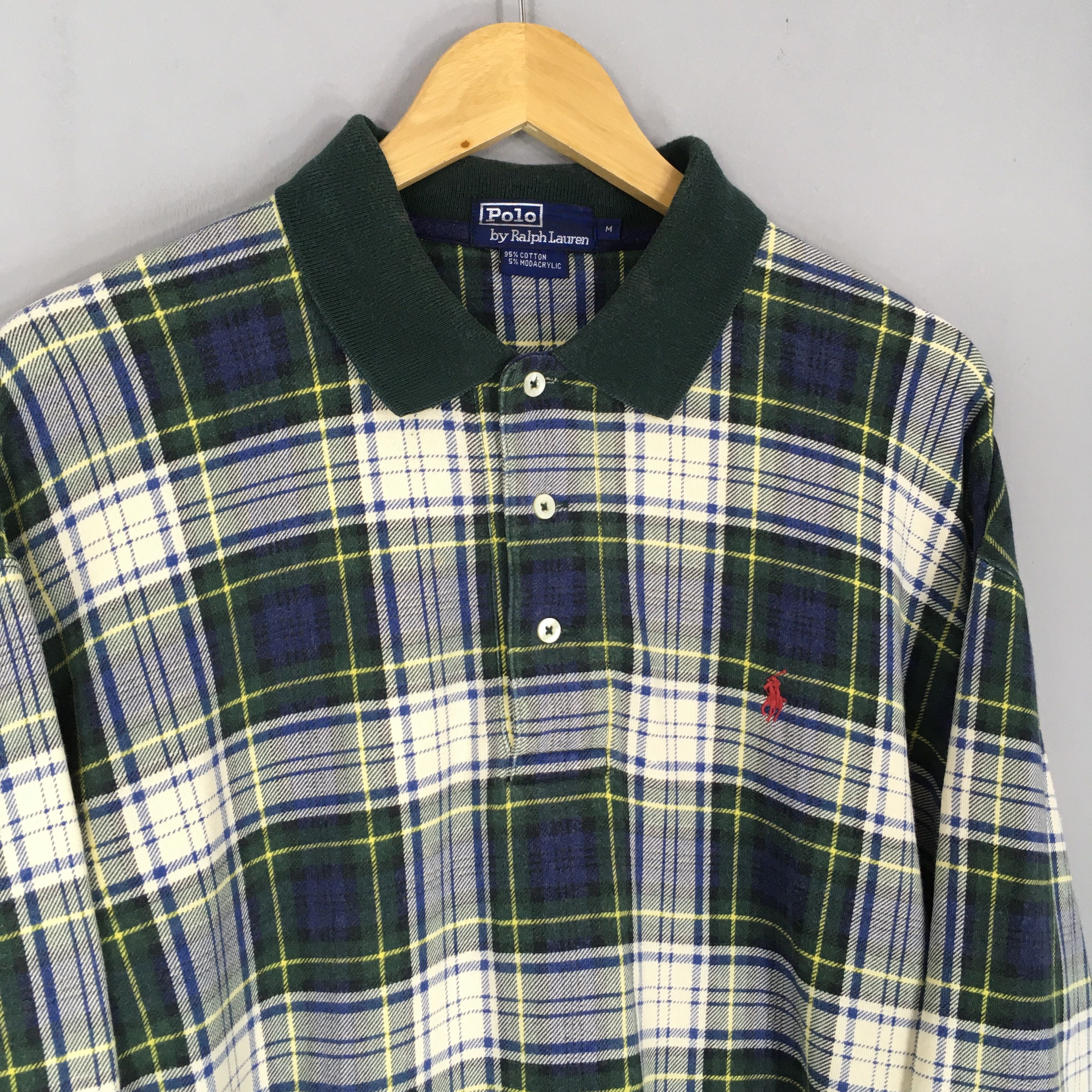 Polo Ralph Lauren × Ralph Lauren × Vintage Vintage 90s Polo Ralph Lauren Checkered Polo T Shirt Medium Size US M / EU 48-50 / 2 - 4 Thumbnail