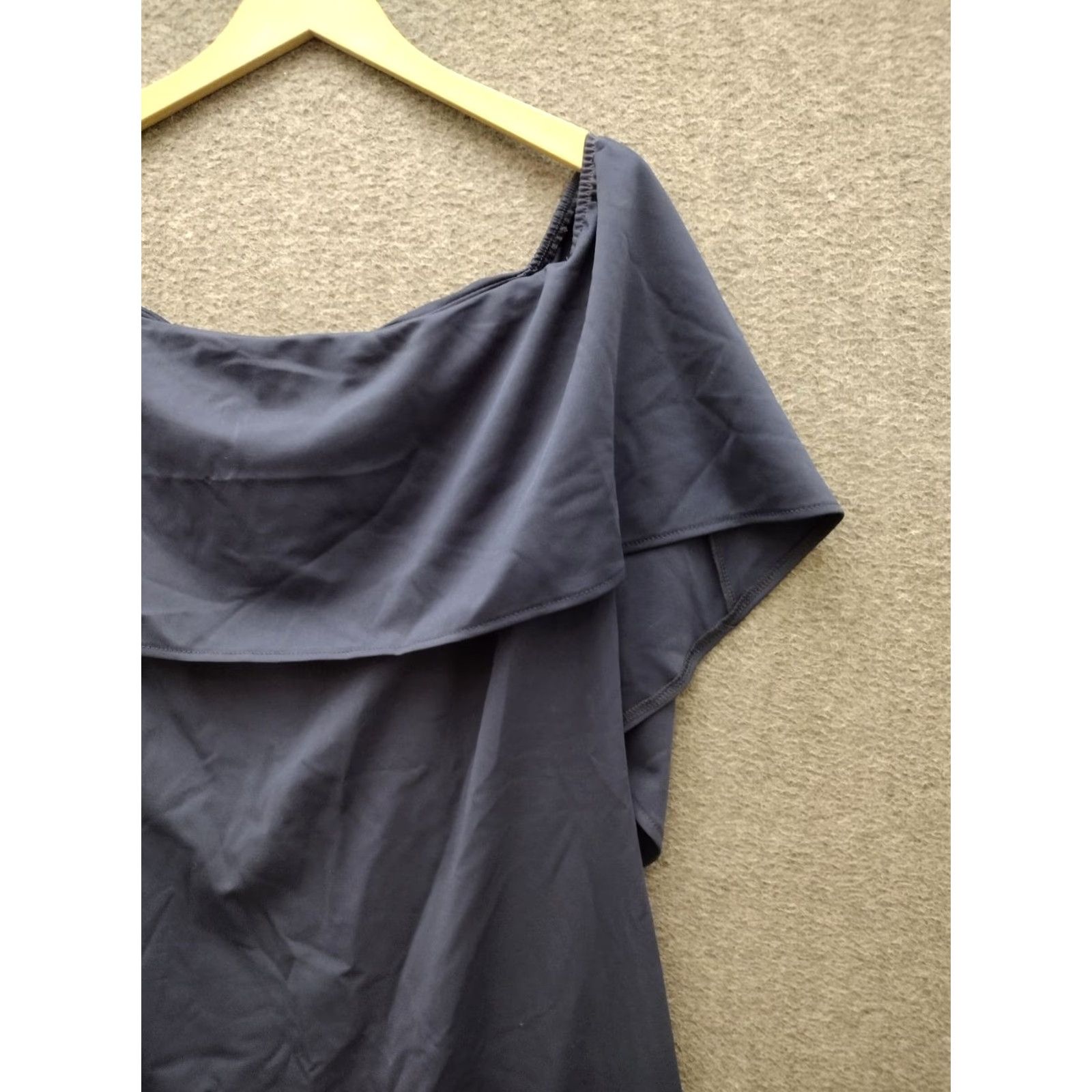 Vintage Grace Karin Knit Dress Women's 2XL Off Shoulder Batwing Cape Periwinkle Blue Dress Knee Length Plus Size Women Sleeveless Solid 2XL Blue Pants? Size XXL / US 16-18 / IT 52-54 - 7 Thumbnail