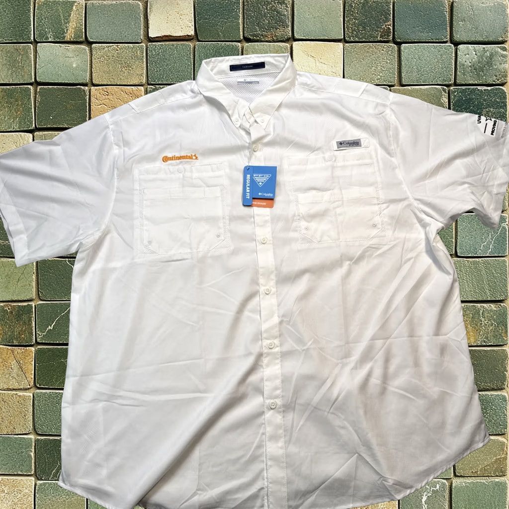 Columbia Pfg Tamiami 2 Shirt Mens Xxxl 3xl White Fishing Button Up Omni-Shade, Men's
