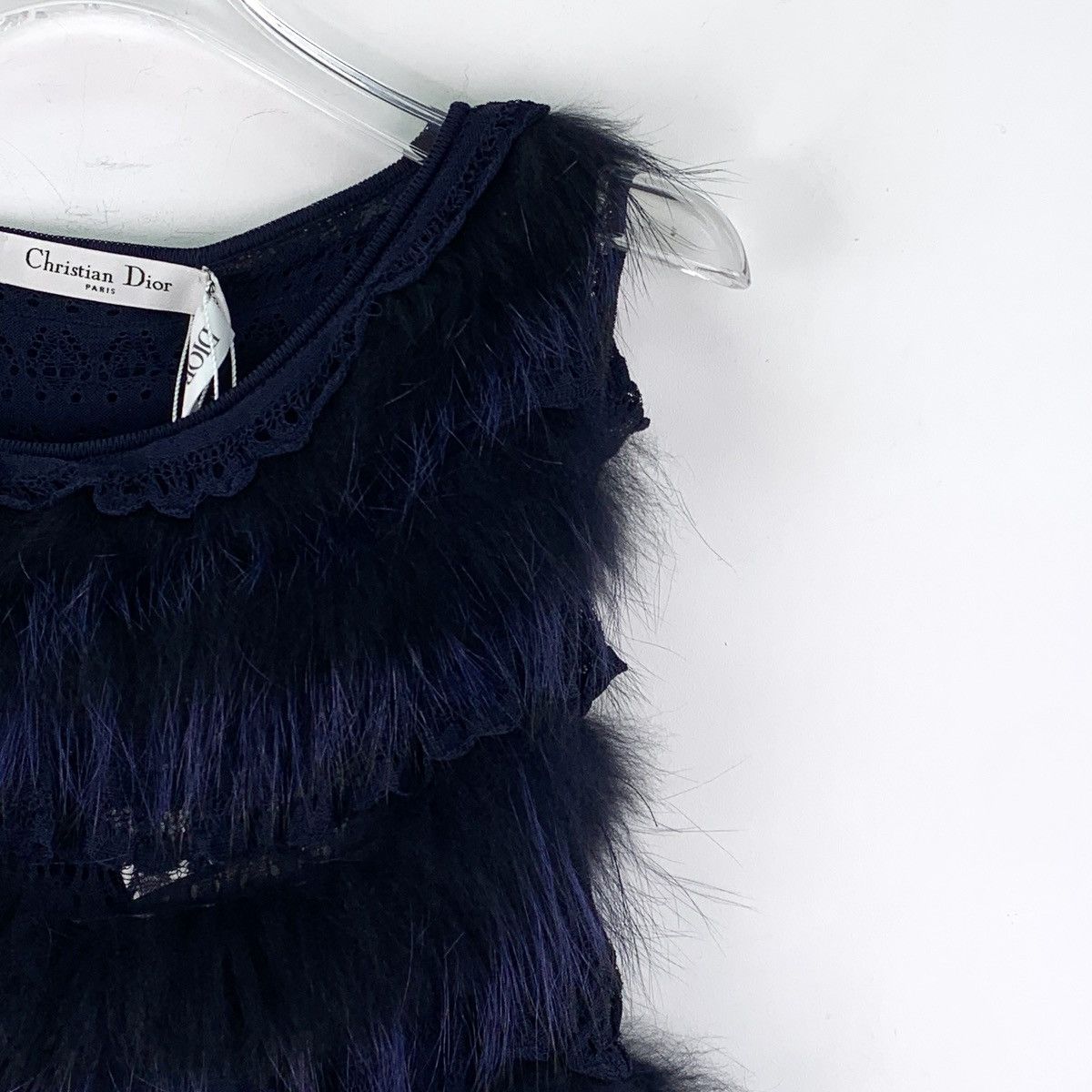 Dior Dior Dark Blue Fox Fur Crew Neck Sleeveless Dress K26WX Size L / US 10 / IT 46 - 3 Thumbnail