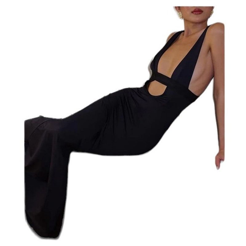 Other Black Solid Cutout Cami Sleeveless Keyhole Long Dress M Size M / US 6-8 / IT 42-44 - 2 Thumbnail