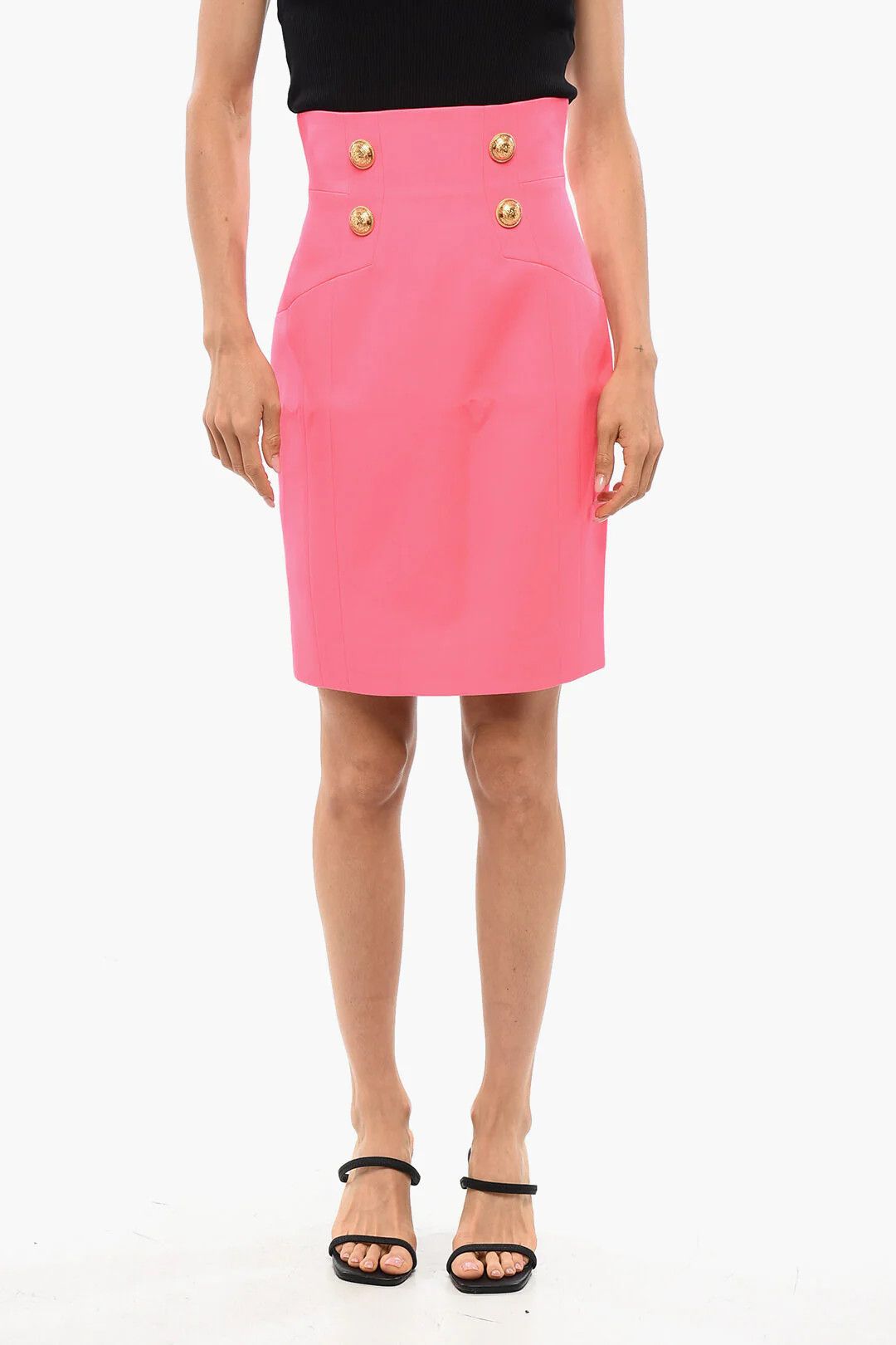 Balmain og1mm0326 Wool Longuette Midi Skirt in Pink Size 27" / US 4 / IT 40 - 1 Thumbnail