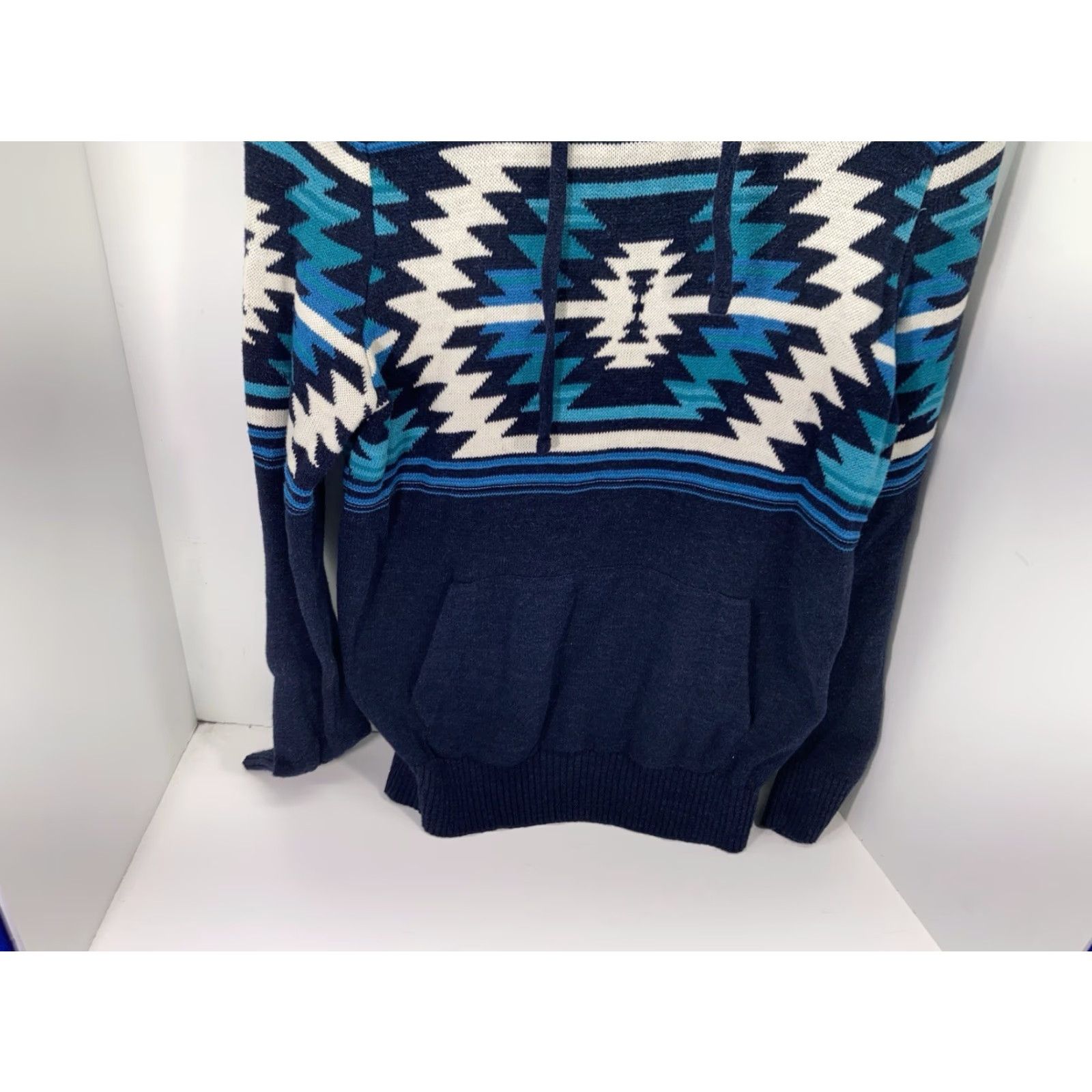 American Eagle Outfitters American Eagle Aztec Hoodie Sweater Men M Blue Long Sleeve Cotton Pullover Size US M / EU 48-50 / 2 - 3 Thumbnail