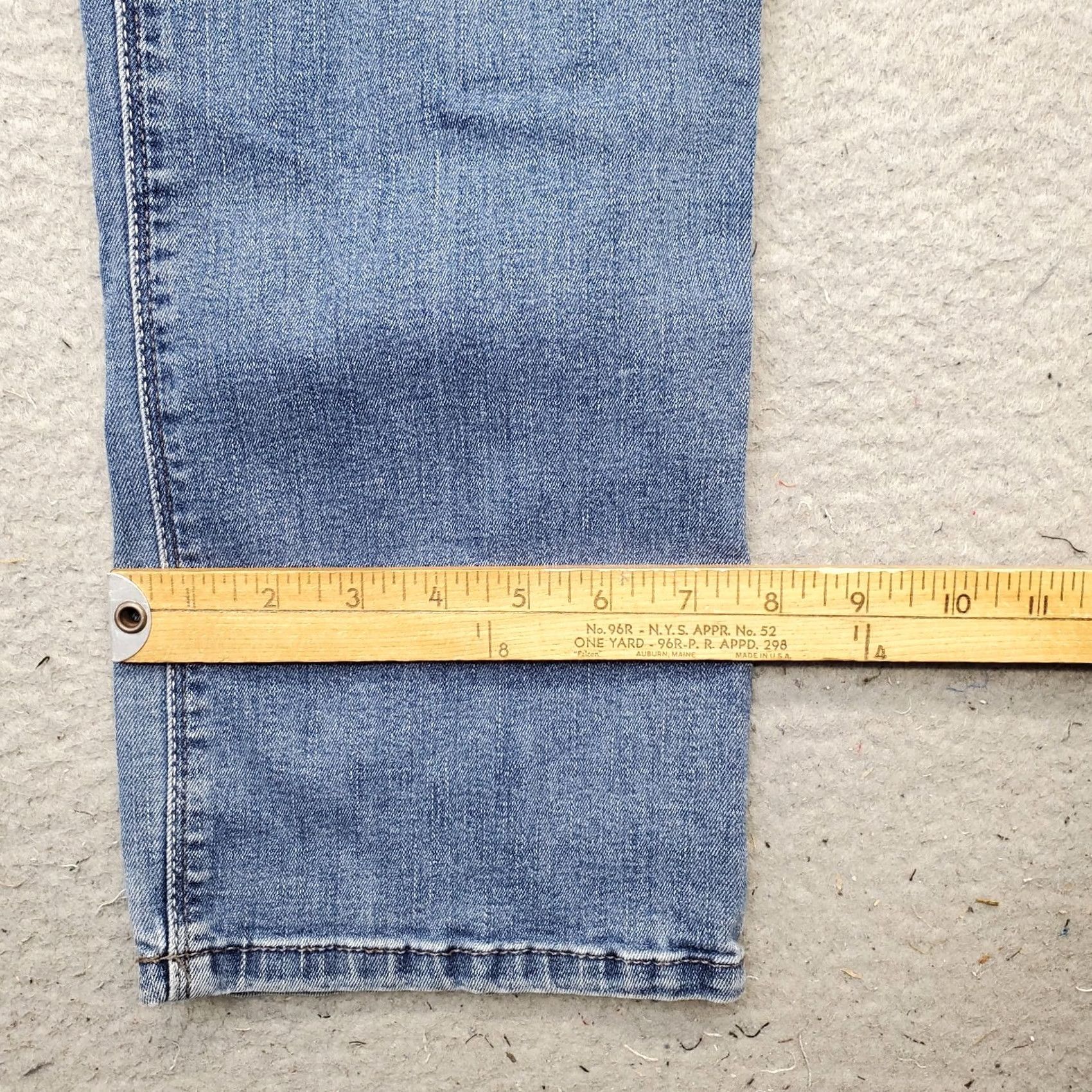 Lee Lee Jeans Womens 14M Blue Denim Stretch Perfect Fit Faded Grunge Straight Leg Shirt? Size 36" / US 14 / IT 50 - 5 Thumbnail