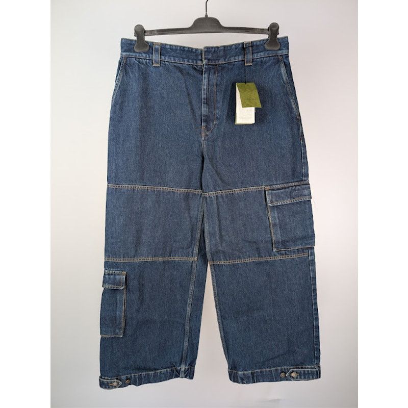 Gucci o1rshd1 Eco-Washed Organic Denim Cargo Pant in Blue / Mix Size US 36 / EU 52 - 2 Thumbnail