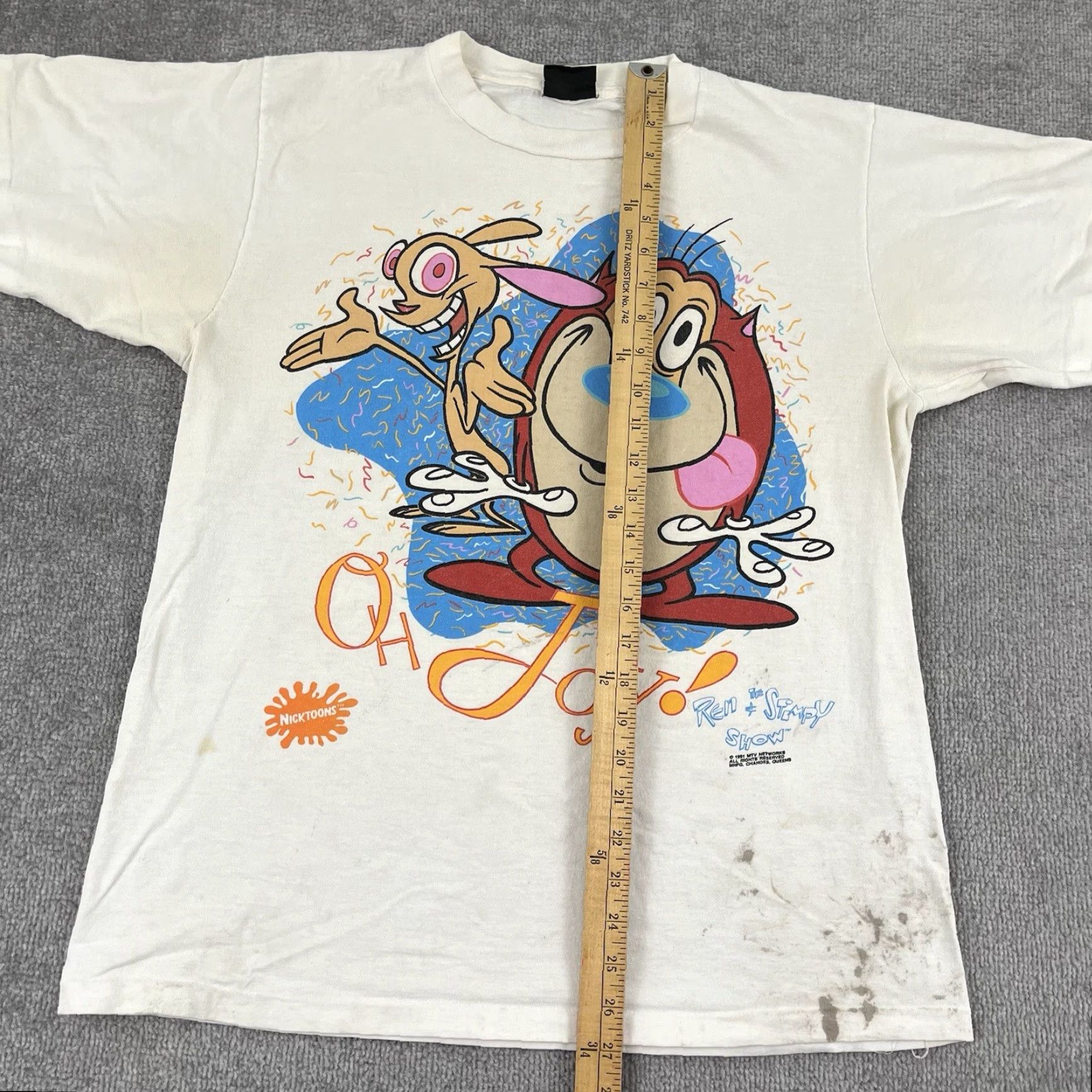 Changes Vintage REN & THE STIMPY Shirt Mens Large White Graphic Tee Sitcom 90s Stained* Size US L / EU 52-54 / 3 - 5 Thumbnail