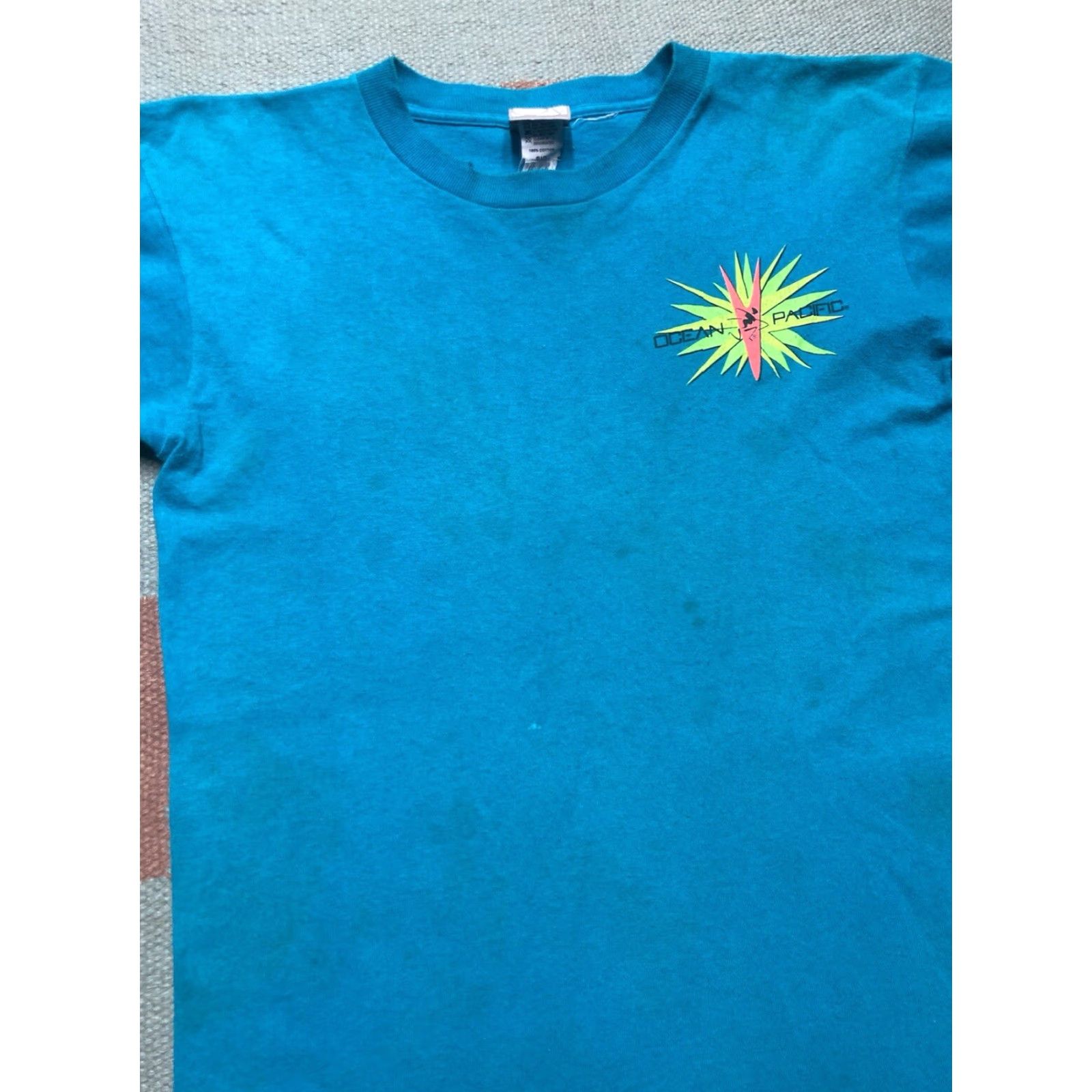 Ocean Pacific VINTAGE Ocean Pacific 90s T-Shirt Mens Graphic Surf Skate OP Single Stitch Teal Small Size US S / EU 44-46 / 1 - 7 Thumbnail