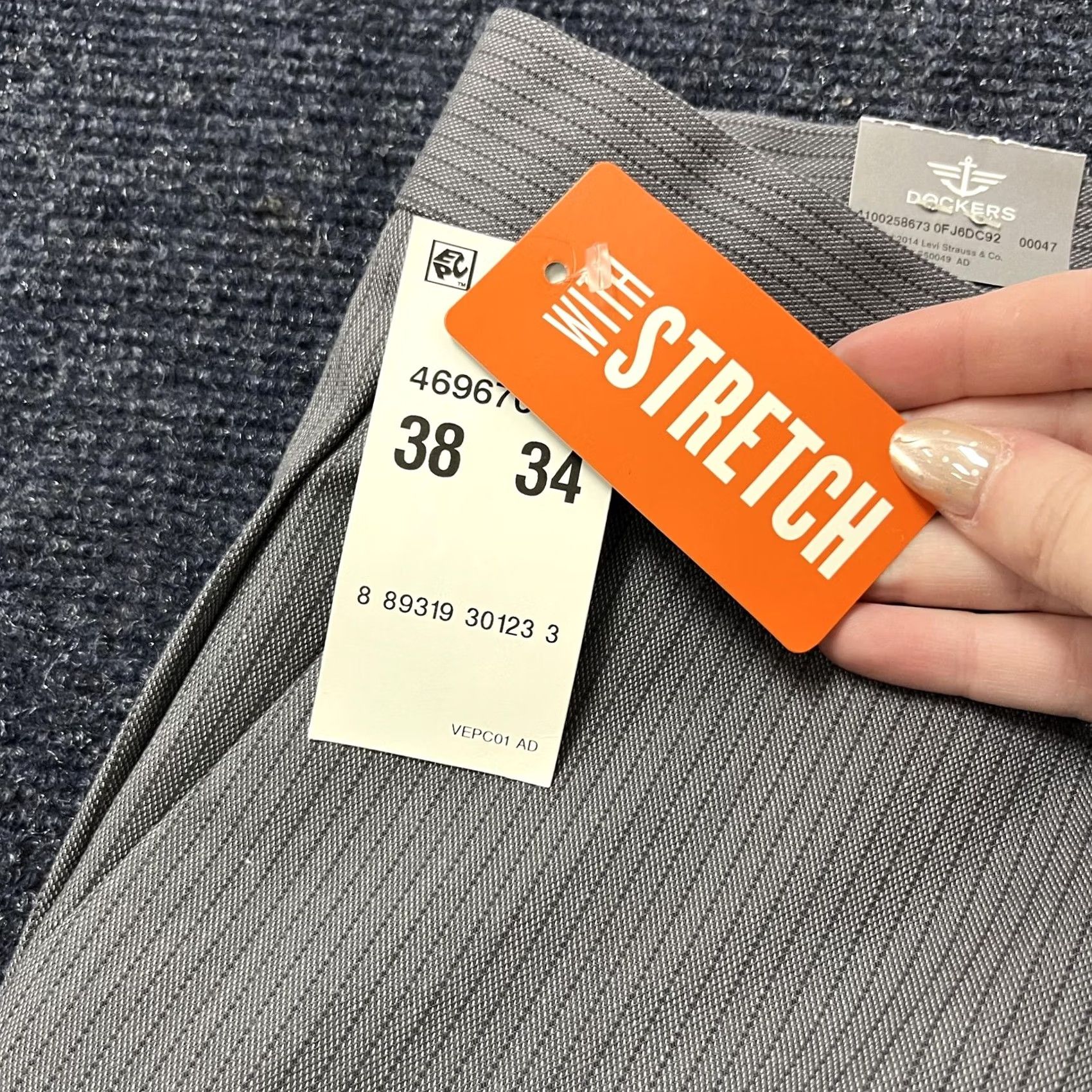 Dockers DOCKERS Mens 38x34 Gray Stripe Dress Pants - Business Casual Size US 38 / EU 54 - 6 Thumbnail