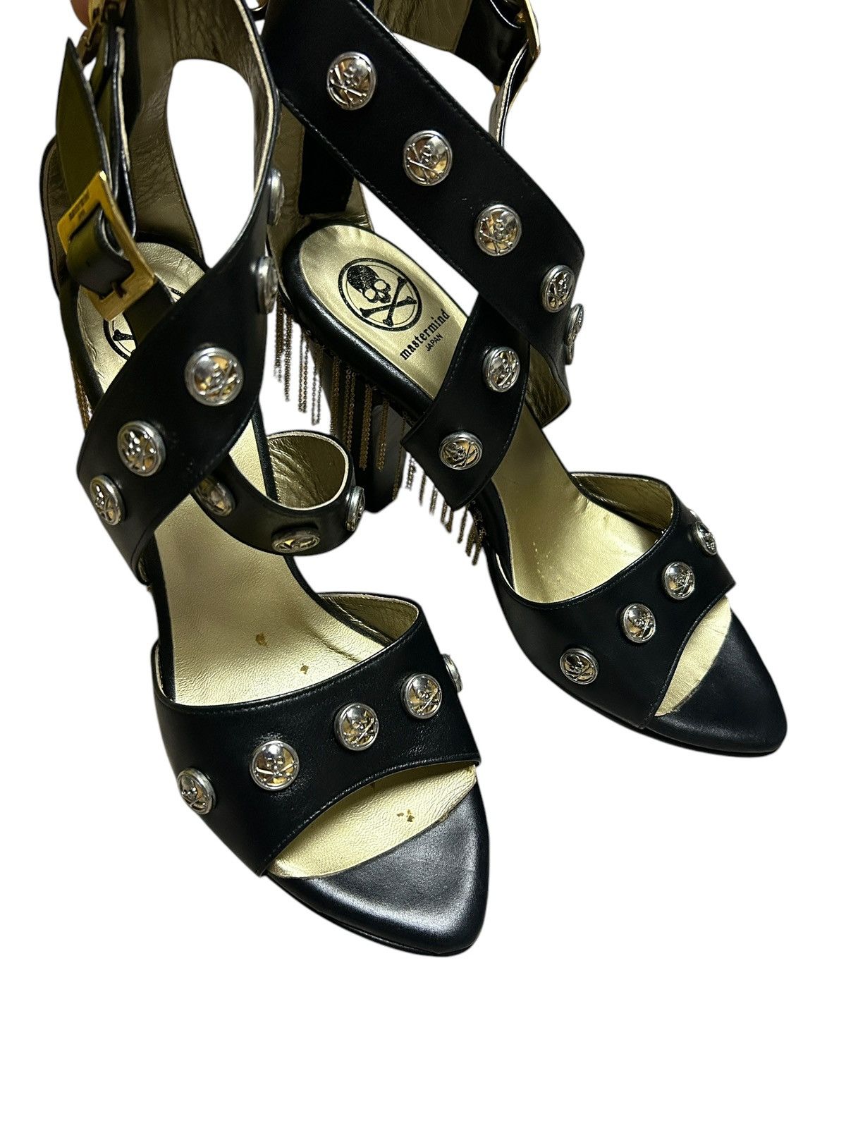 Mastermind World Runway Chain Fringe Strap Heels Size US 7 / IT 37 - 1 Thumbnail