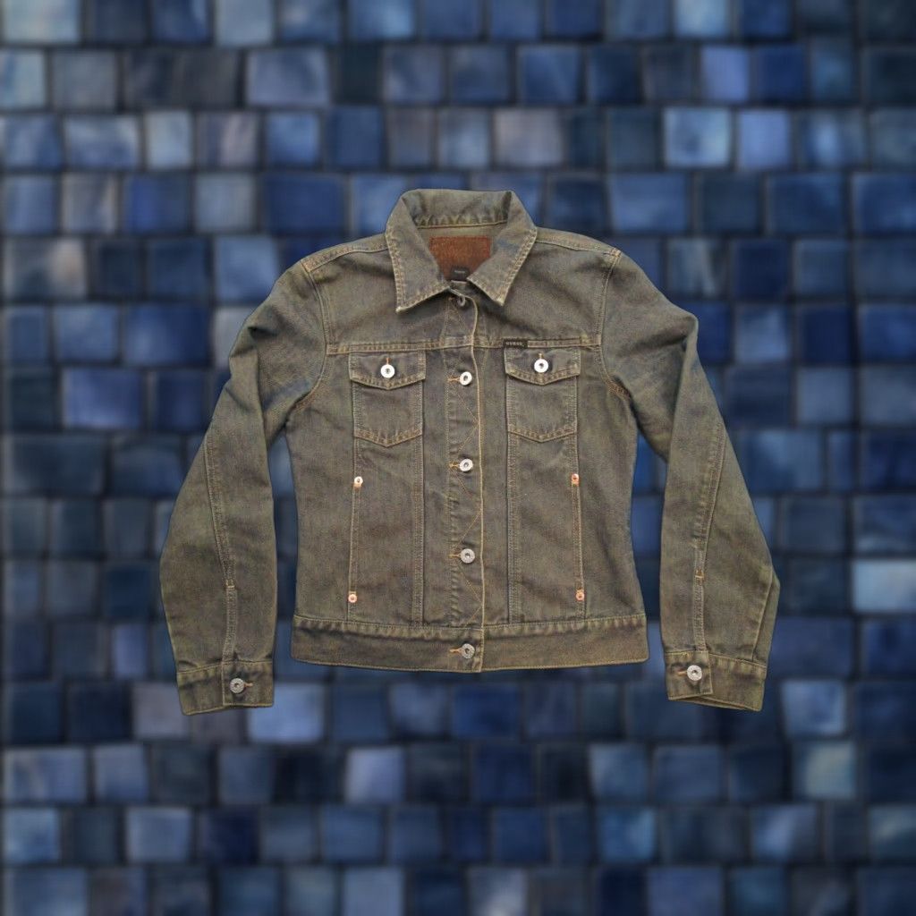 Guess GUESS Jacket Women Size Small Blue Denim Shiny Iridescent Button Up Stretch Y2K Size 28" / US 6 / IT 42 - 1 Thumbnail