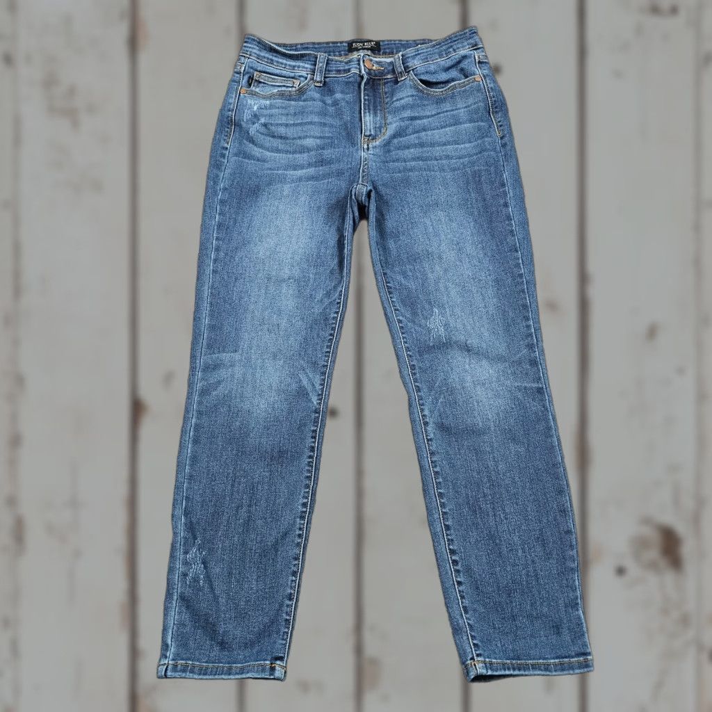 Denime Judy Blue Jeans Womens Relaxed Fit Mid Rise Distressed Stretch Denim 29x26 Blue Size 27" / US 4 / IT 40 - 1 Thumbnail