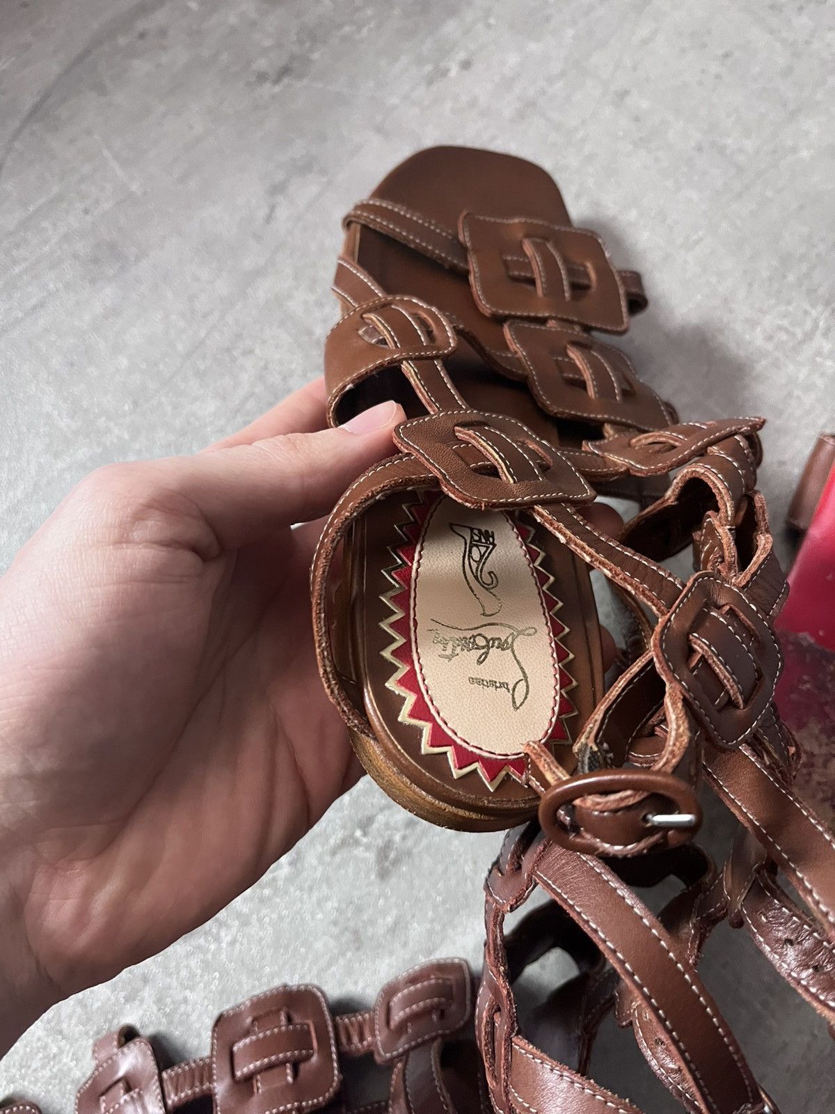Christian Louboutin Christian Louboutin Gladiator Sandals brown leather Size US 7.5 / IT 37.5 - 15 Thumbnail