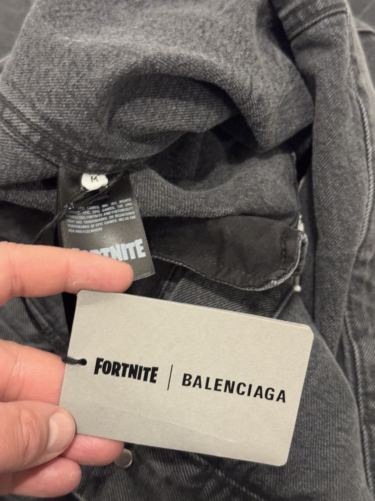 Balenciaga *RARE* 163/200 BALENCIAGA X FORTNITE DEMNA GREY DENIM JACKET Size US M / EU 48-50 / 2 - 12 Thumbnail
