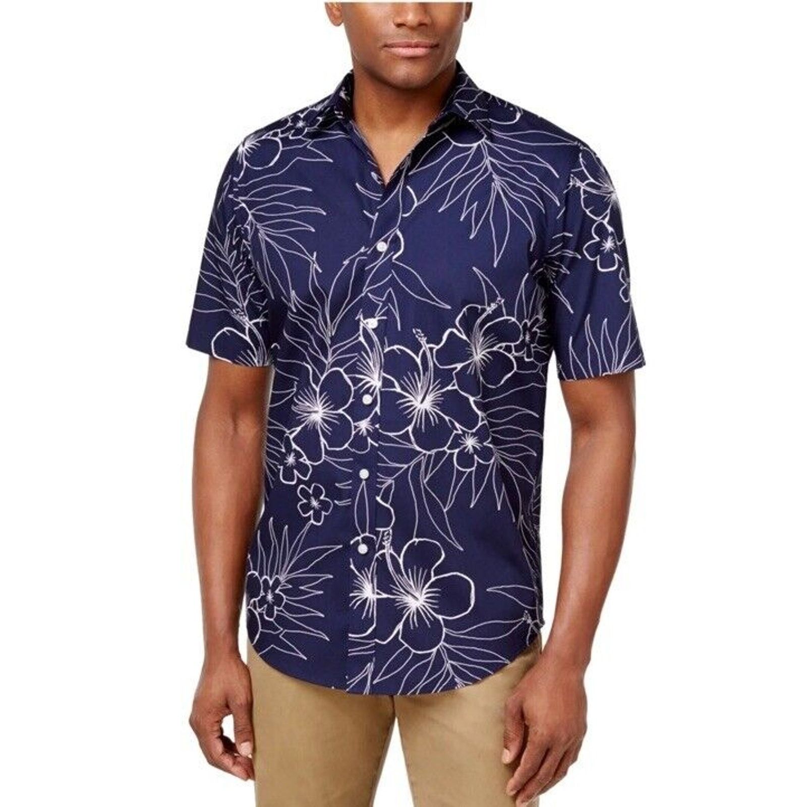 Club Room Club Room Men's L Charter Club Blue White Hawaiian Shirt Size US L / EU 52-54 / 3 - 1 Thumbnail