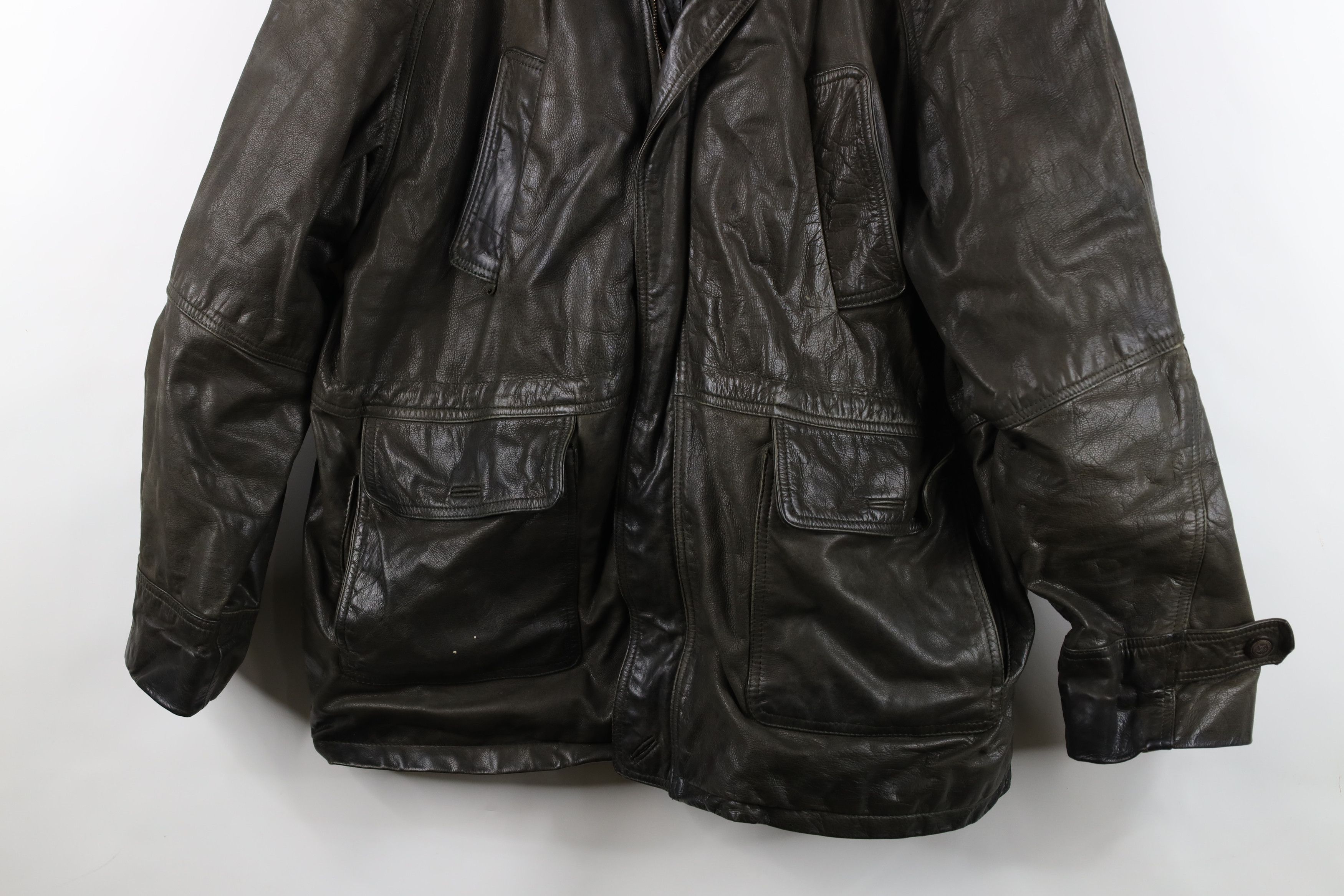Vintage Vintage 90s Streetwear Lined Leather Chore Barn Jacket Size US XXL / EU 58 / 5 - 3 Thumbnail
