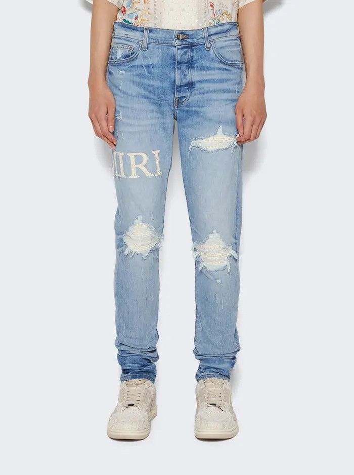 Amiri o1orln0326 Boucle Logo Mx1 Jeans in Blue Size US 38 / EU 54 - 5 Thumbnail