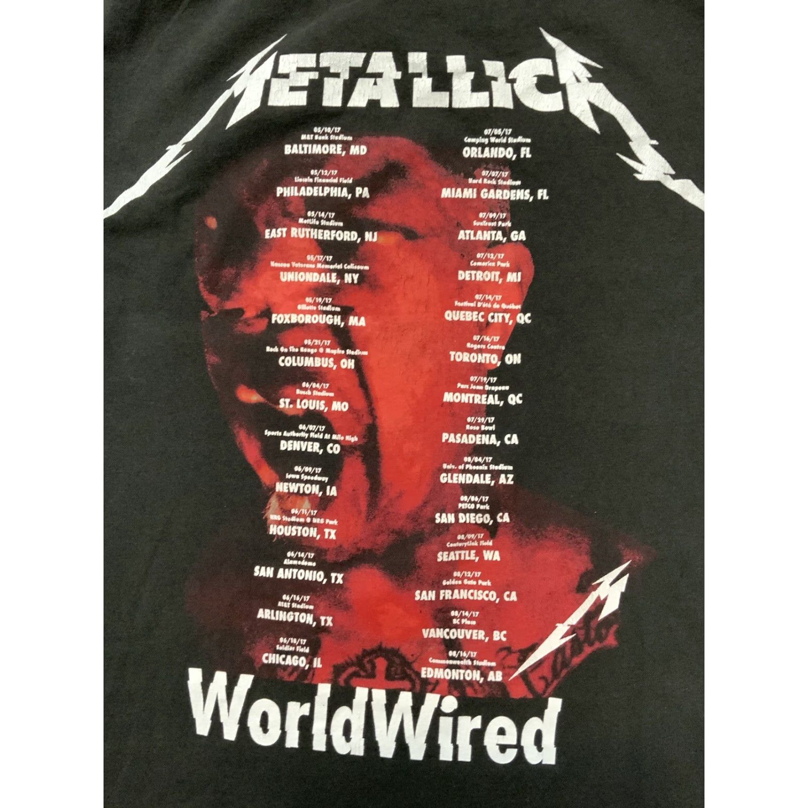 Vintage VINTAGE Metallica T-Shirt WorldWired 2017 Official Band Tour Medium Black Mens Size US M / EU 48-50 / 2 - 4 Thumbnail