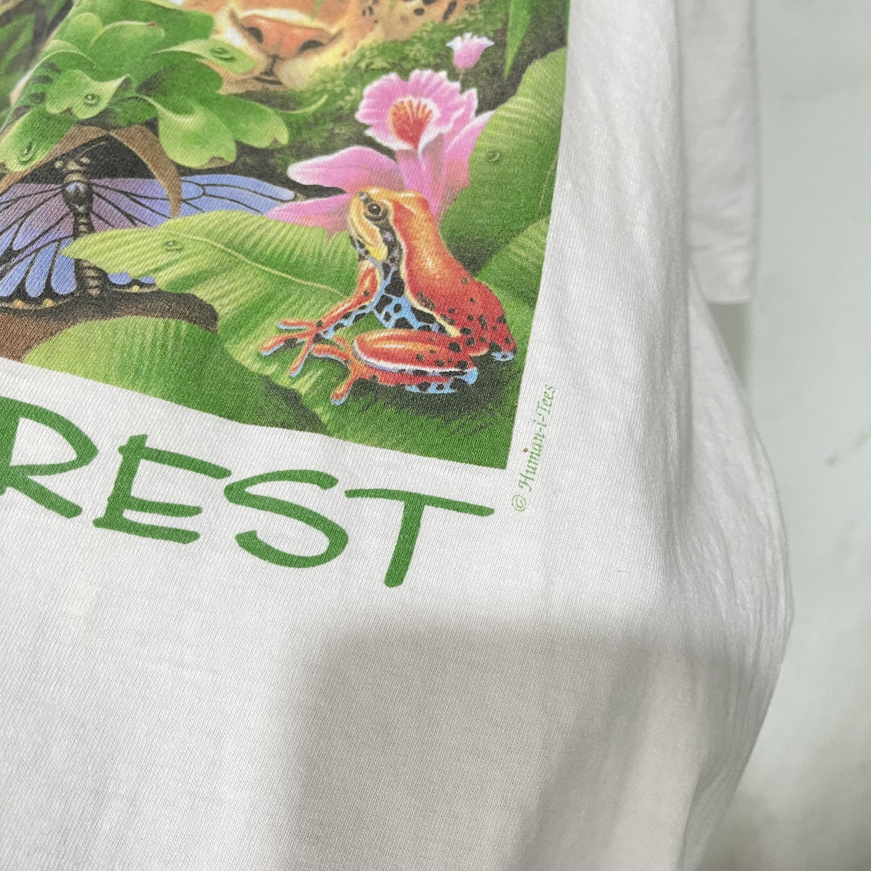 Vintage Vintage 90s Human-i-Tees The Living Forest T-Shirt Size US XL / EU 56 / 4 - 3 Thumbnail