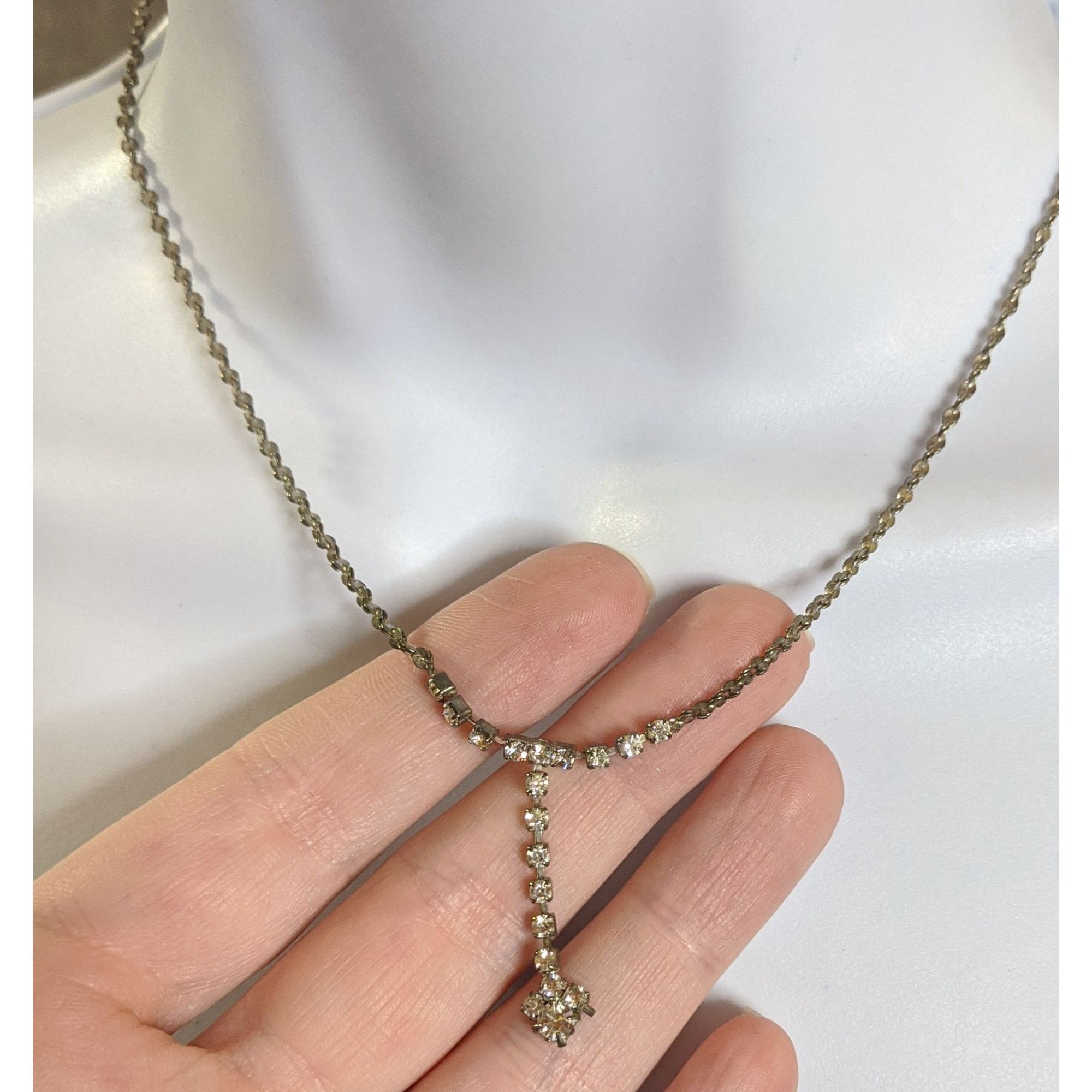 Other Vintage Rhinestone Y Necklace With Elegant Drop Pendant Size ONE SIZE - 5 Thumbnail