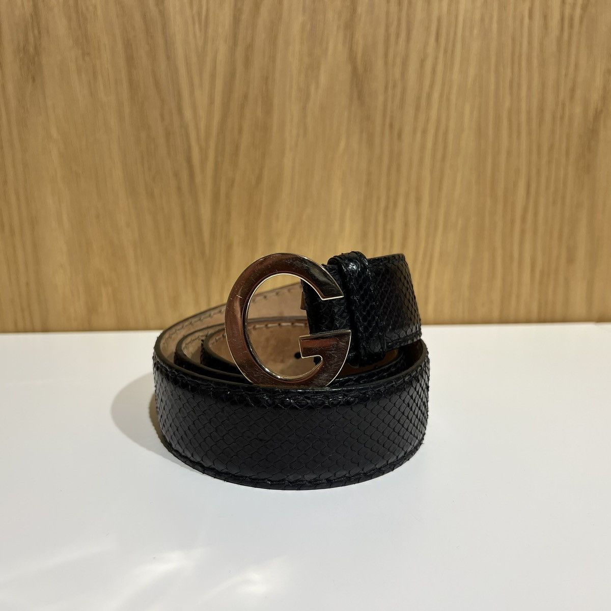 Gucci 🔹Gucci G Buckle Python Leather Belt 203742 Size ONE SIZE - 1 Thumbnail