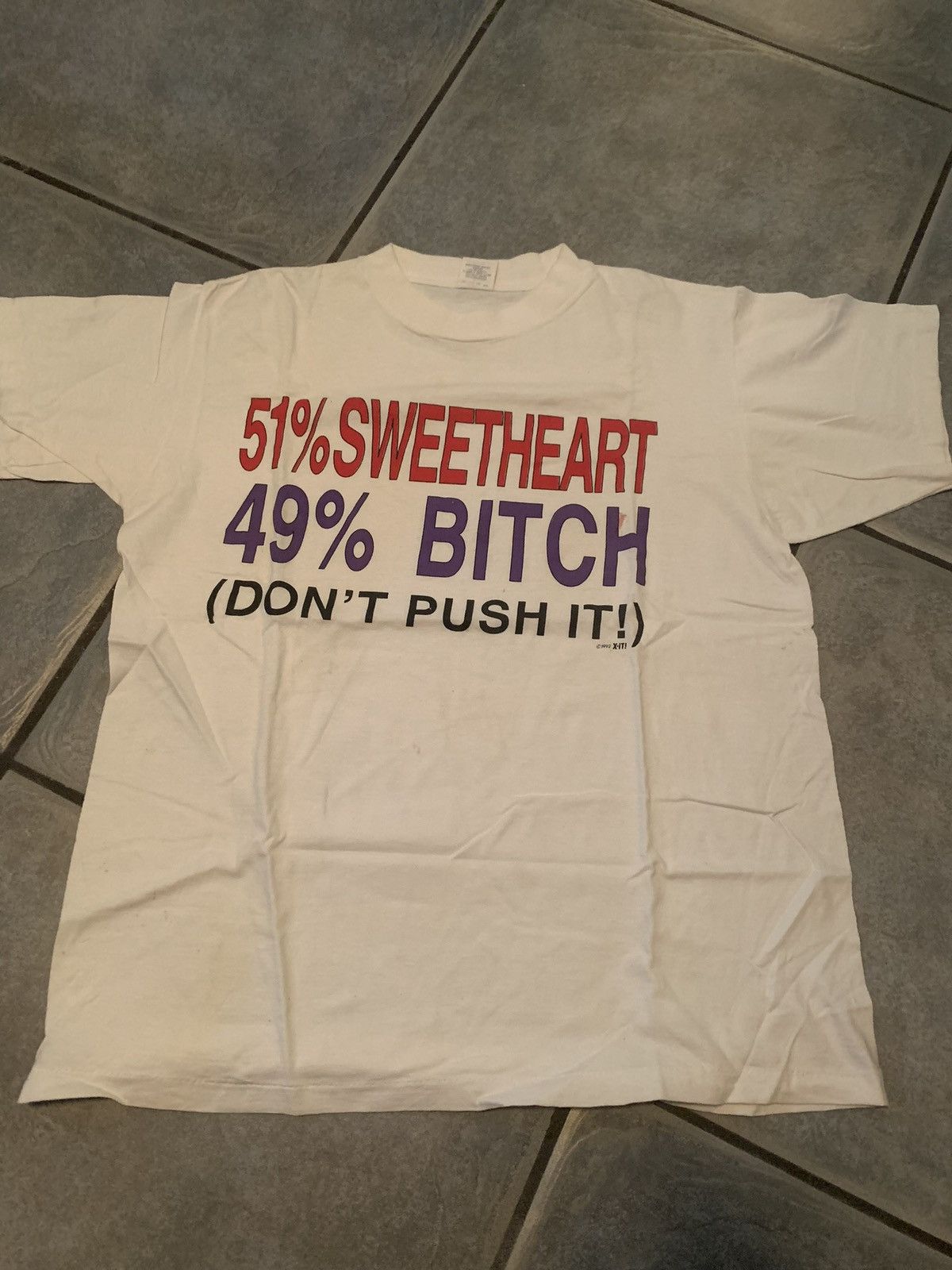 Unsound Rags × Vintage Vintage SINGLE STITCHED 49% BITCH TEE - 1990S Size US L / EU 52-54 / 3 - 2 Thumbnail