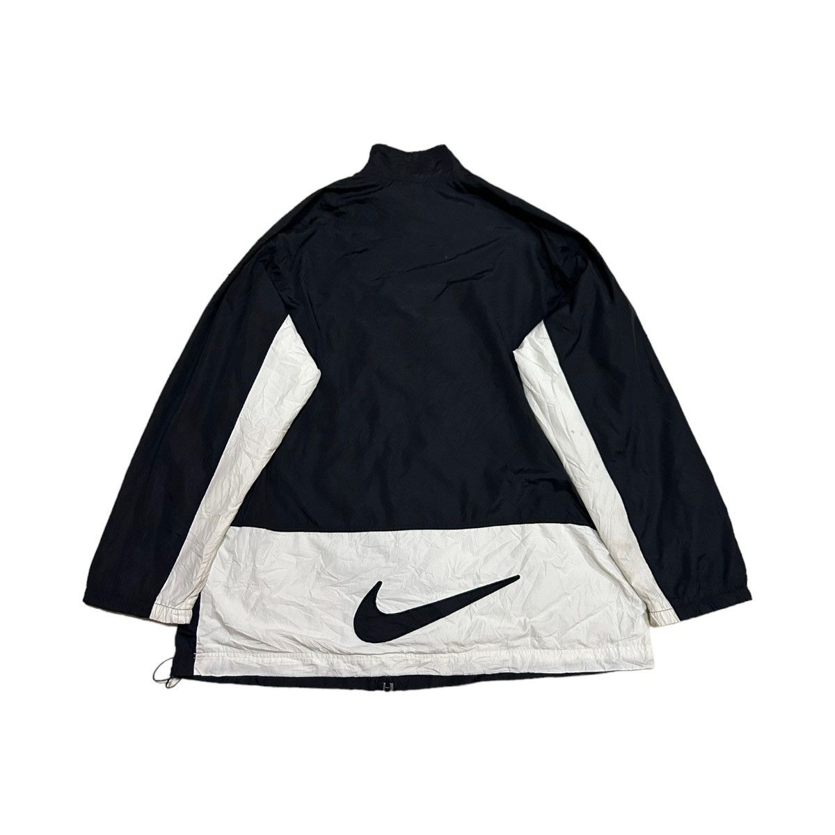 image of Nike Big Swoosh Spellout Color Block Jacket in Black/White, Men's (Size XL)