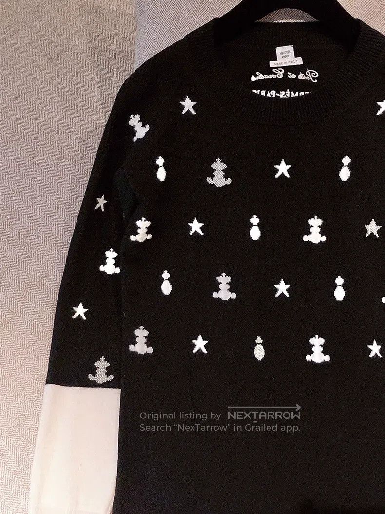 Hermes Hermes Black and white cashmere knitted long sleeve dress, Size XS / US 0-2 / IT 36-38 - 3 Thumbnail