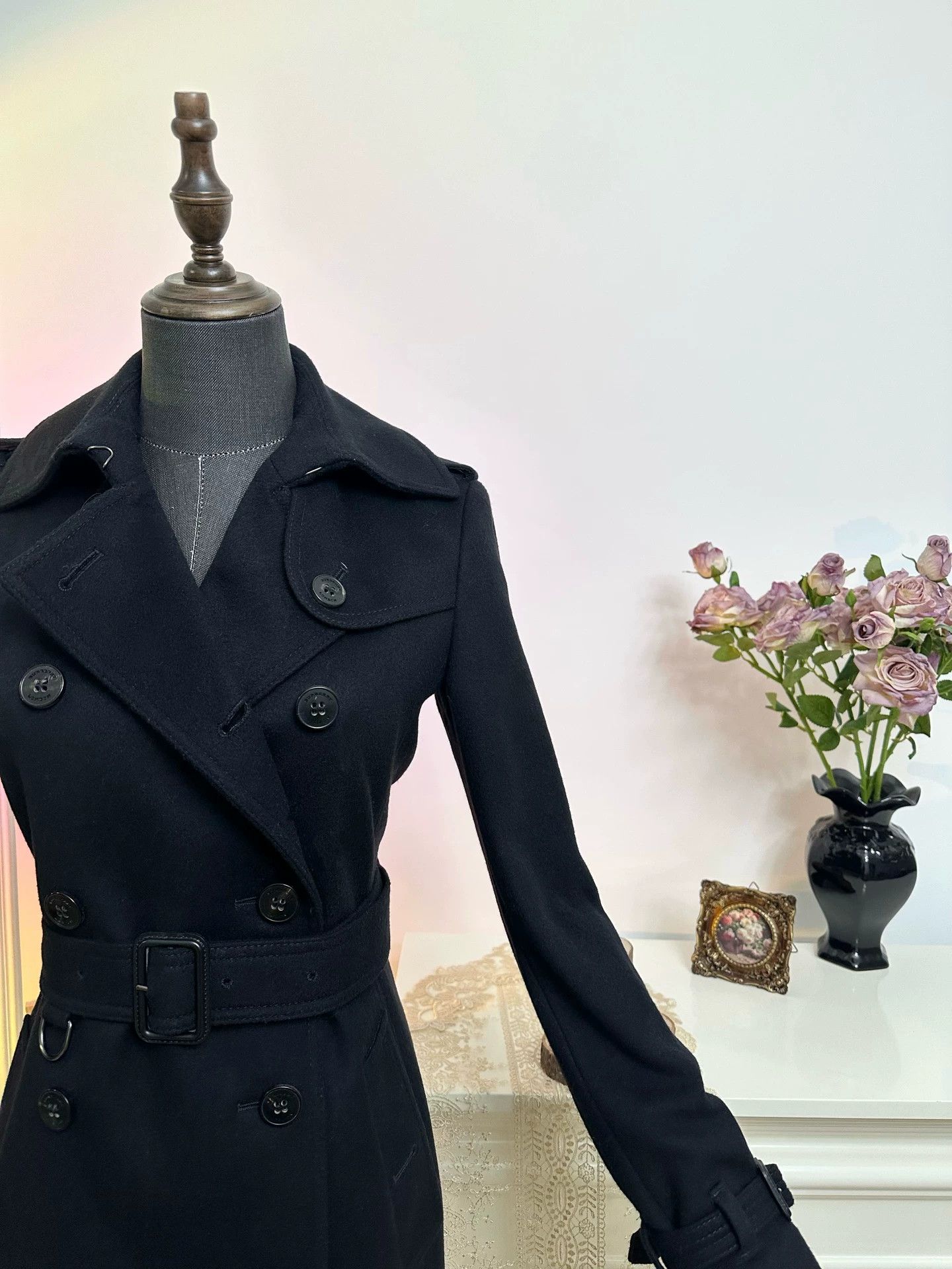Burberry Burberry DB Cashmere Wool Blend Women's Black Coat Size XS / US 0-2 / IT 36-38 - 5 Thumbnail
