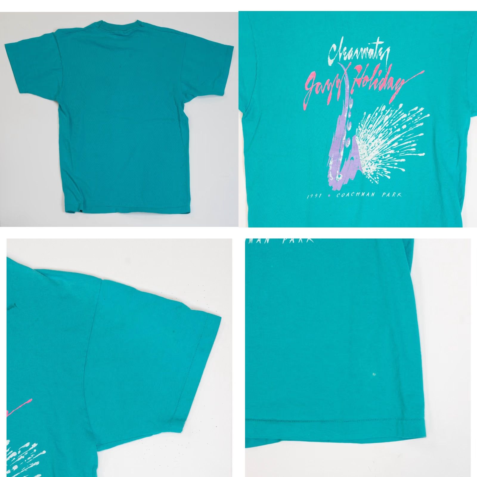 Fruit Of The Loom VINTAGE Clearwater Jazz Holiday Festival 1991 Sax Graphic Single Stitch T Shirt Size US L / EU 52-54 / 3 - 8 Thumbnail