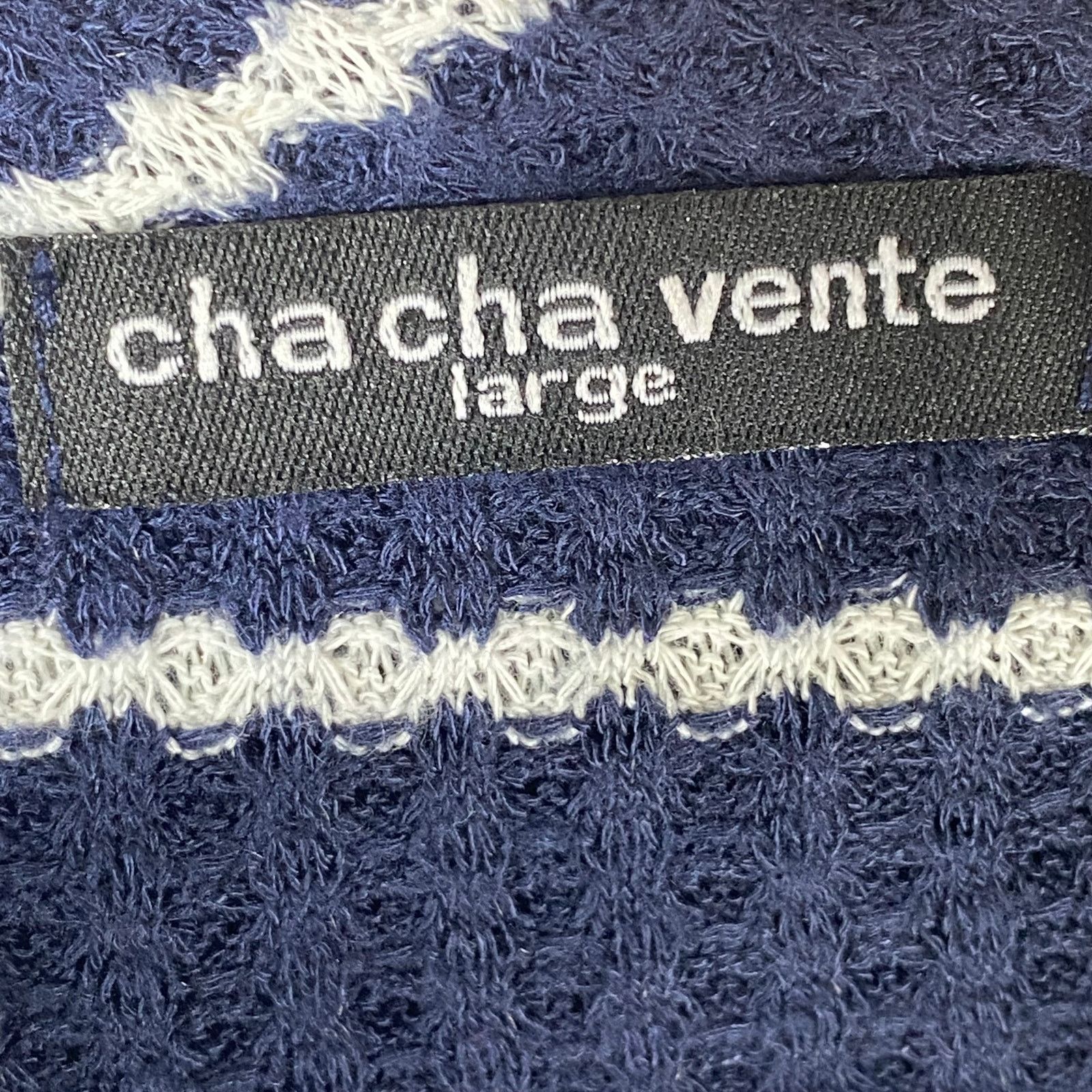 Other Cha Cha Vente Striped Textured Knit Top Large Blue White Size L / US 10 / IT 46 - 4 Thumbnail