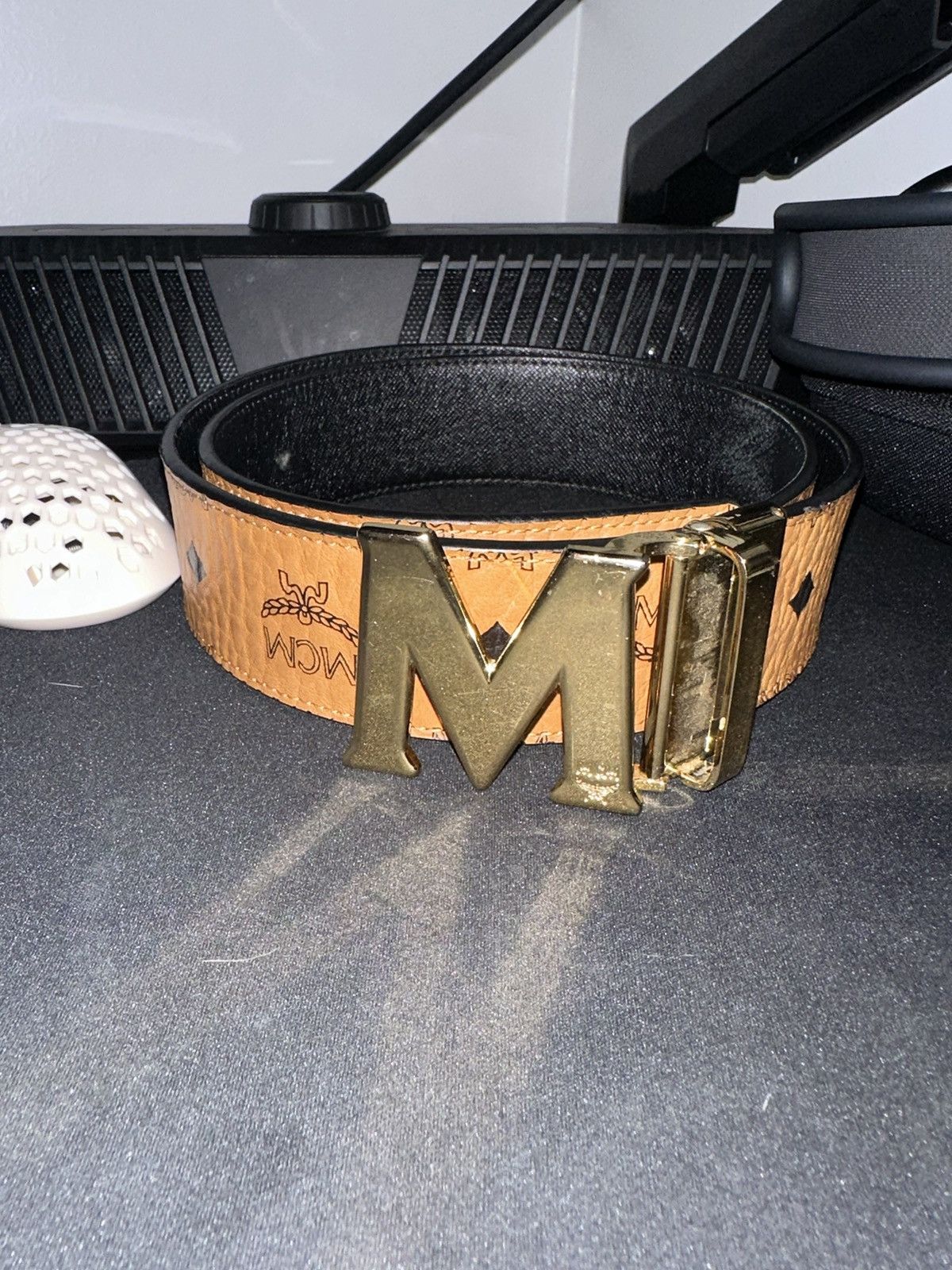 MCM MCM cognac gold reversible belt Grailed