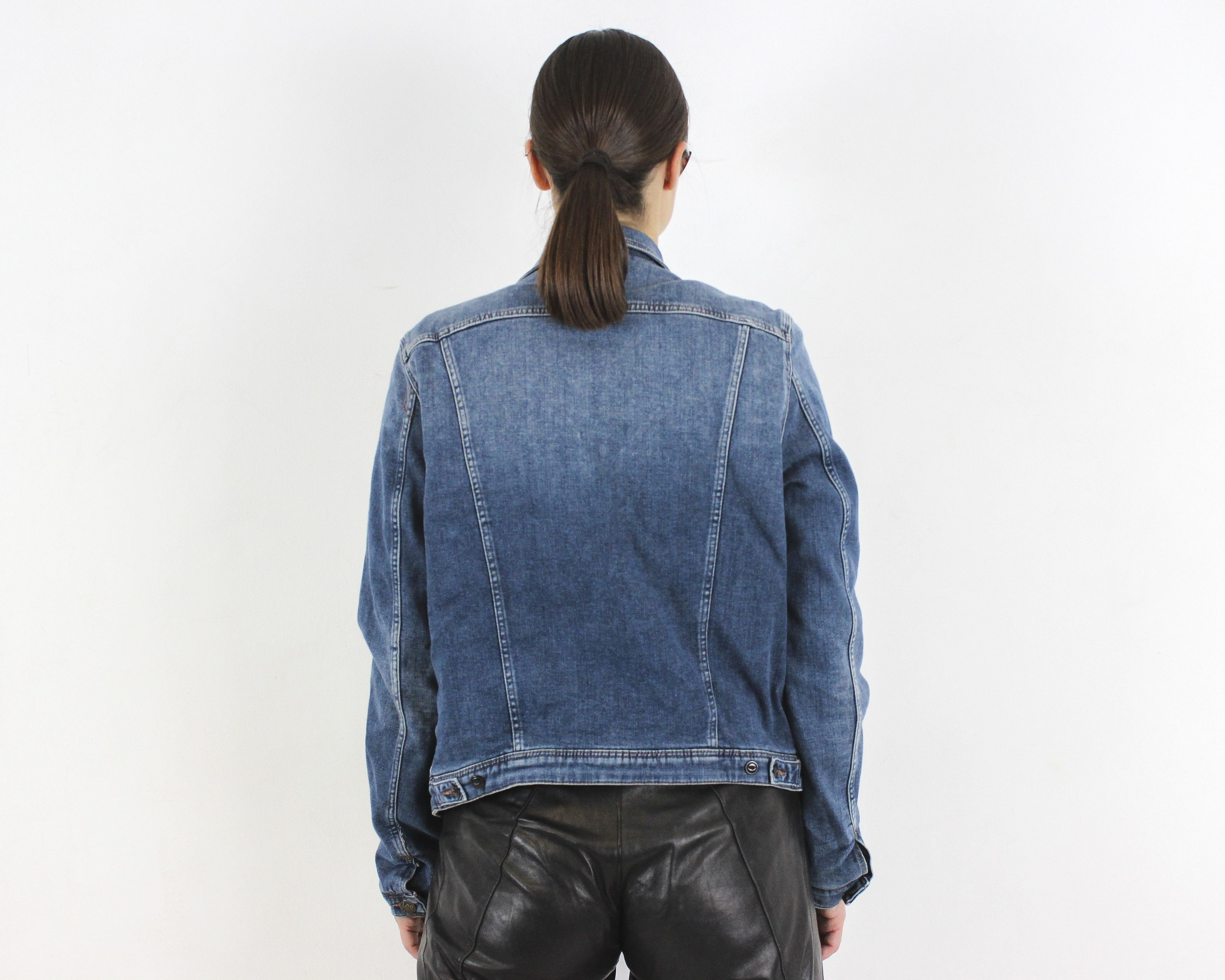 Lee × Vintage Women L Denim Jacket Blue Top Jean Blazer Padded Button Up Size L / US 10 / IT 46 - 3 Thumbnail