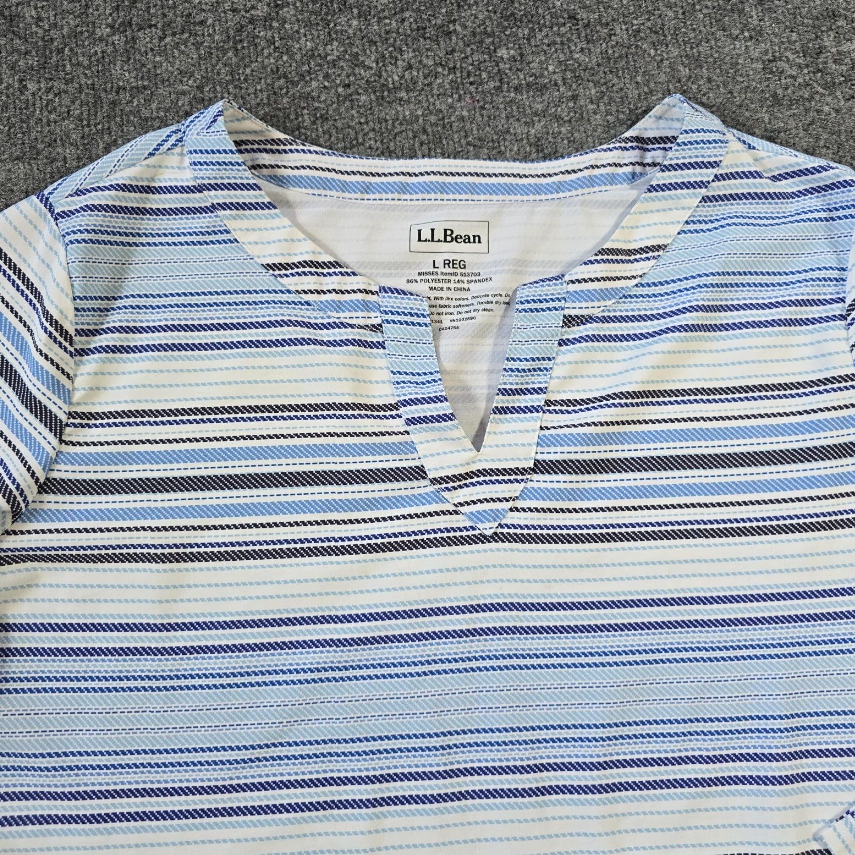 Vintage LL Bean Dress Womens Size Large Blue Striped Sheath Stretchy Performance Casual Size L / US 10 / IT 46 - 2 Thumbnail